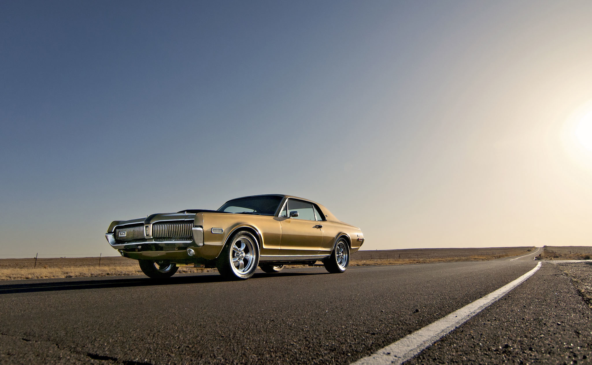 Mercury, side, 1967, Cougar, the sky, the sun, wheel, 1080P, HD Wallpaper