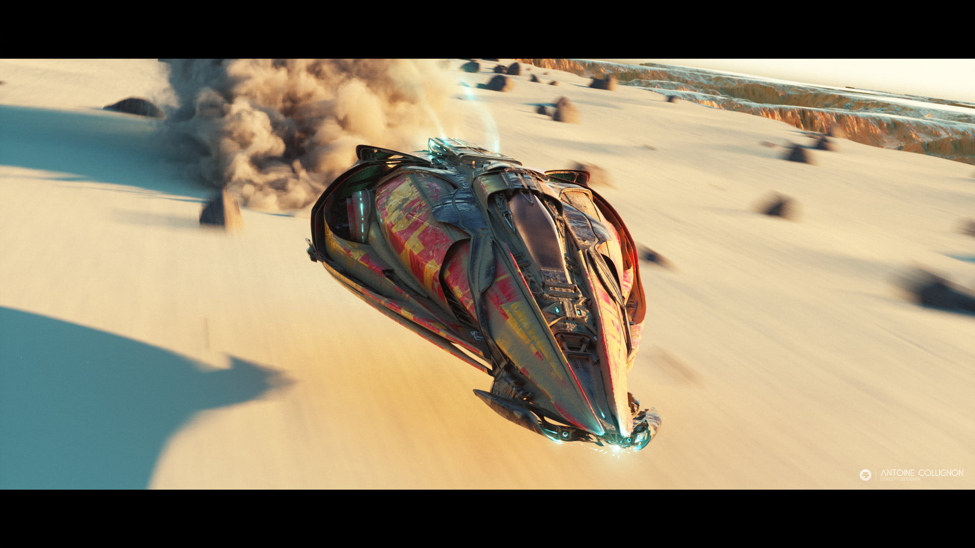 vehicle, 1080P, Wipeout, digital art, Antoine Collignon, artwork, science fiction, ArtStation, HD Wallpaper