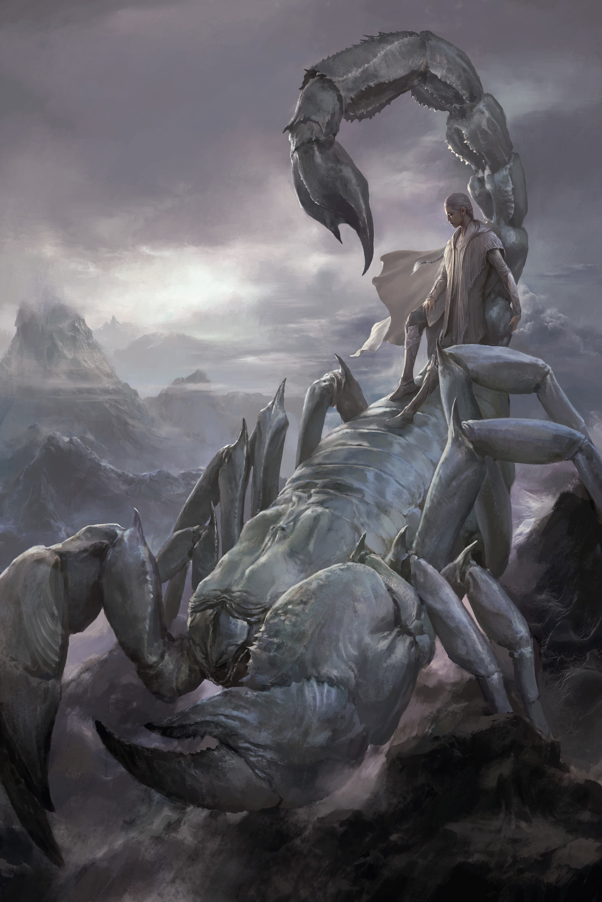 nature, animal, mountains, concept art, animals in the wild, creativity, no people, animal wildlife, scorpions, water, animal themes, art and craft, 2K, Phone HD Wallpaper