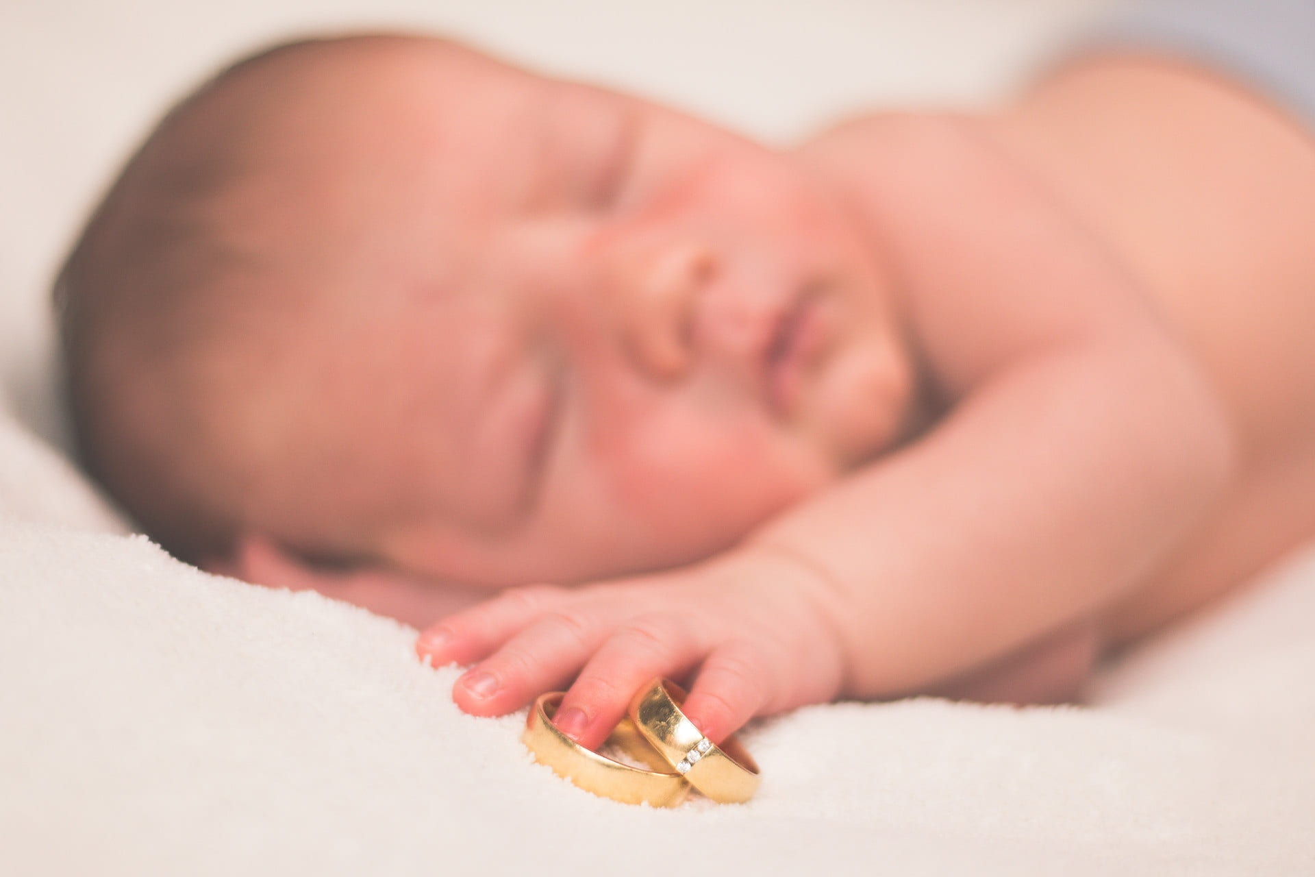 children, bed, one person, body part, hand, sleeping, luck, eyes closed, relaxation, human body part, marry, wedding rings, rings, human hand, stork, baby, HD Wallpaper