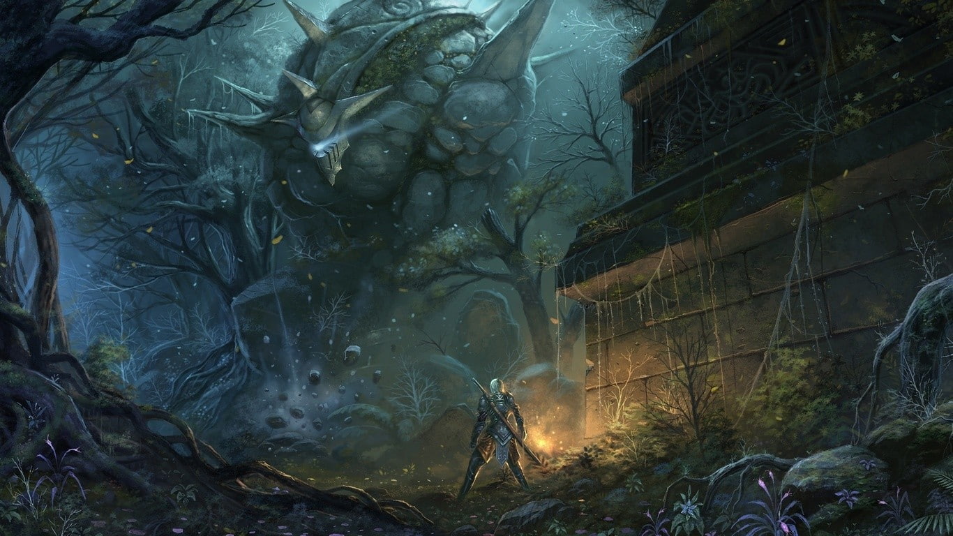 Lights, Fighting, fantasy Art, artwork, science fiction, warrior, plants, flowers, Dead Trees, digital art, rocks, creature, Glowing Eyes, 720P, HD Wallpaper