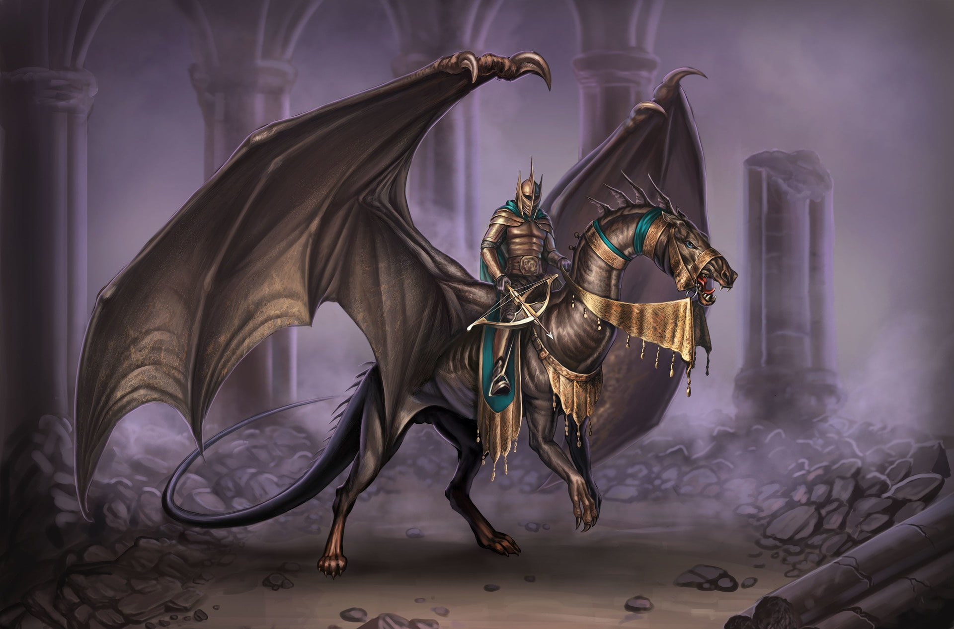 1080P, Art, Knight, N-iX Art Production Studio, Magic Riders, Monster, Illustrations, Dragon, by N-iX Art Production Studio, Creatures, Fiction, Characters, HD Wallpaper