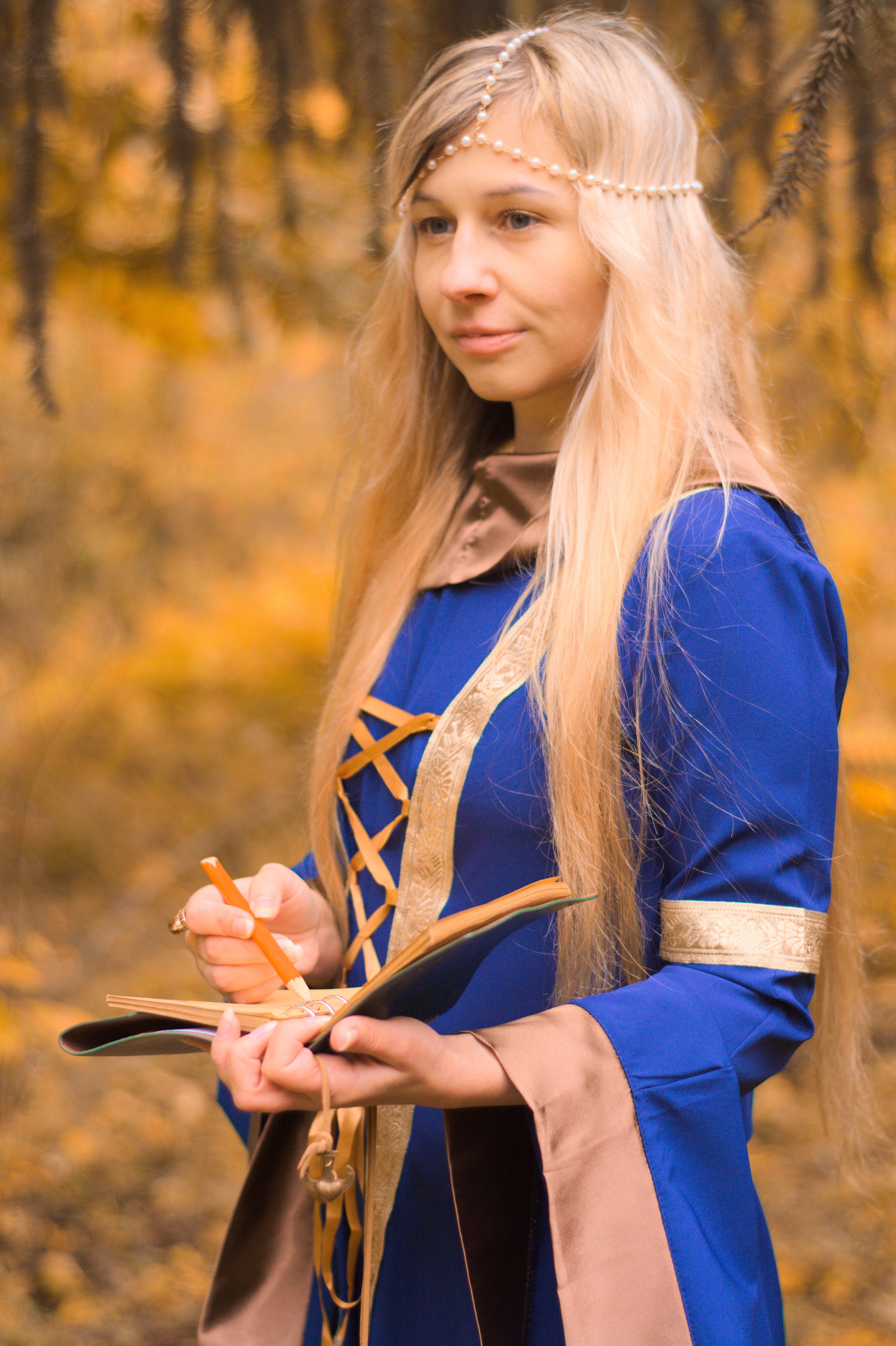 beautiful woman, fairy forest, magic forest, rite, book, witch, standing, forest, portrait, fashion, leisure activity, woman, long hair, spells, blond hair, Phone HD Wallpaper