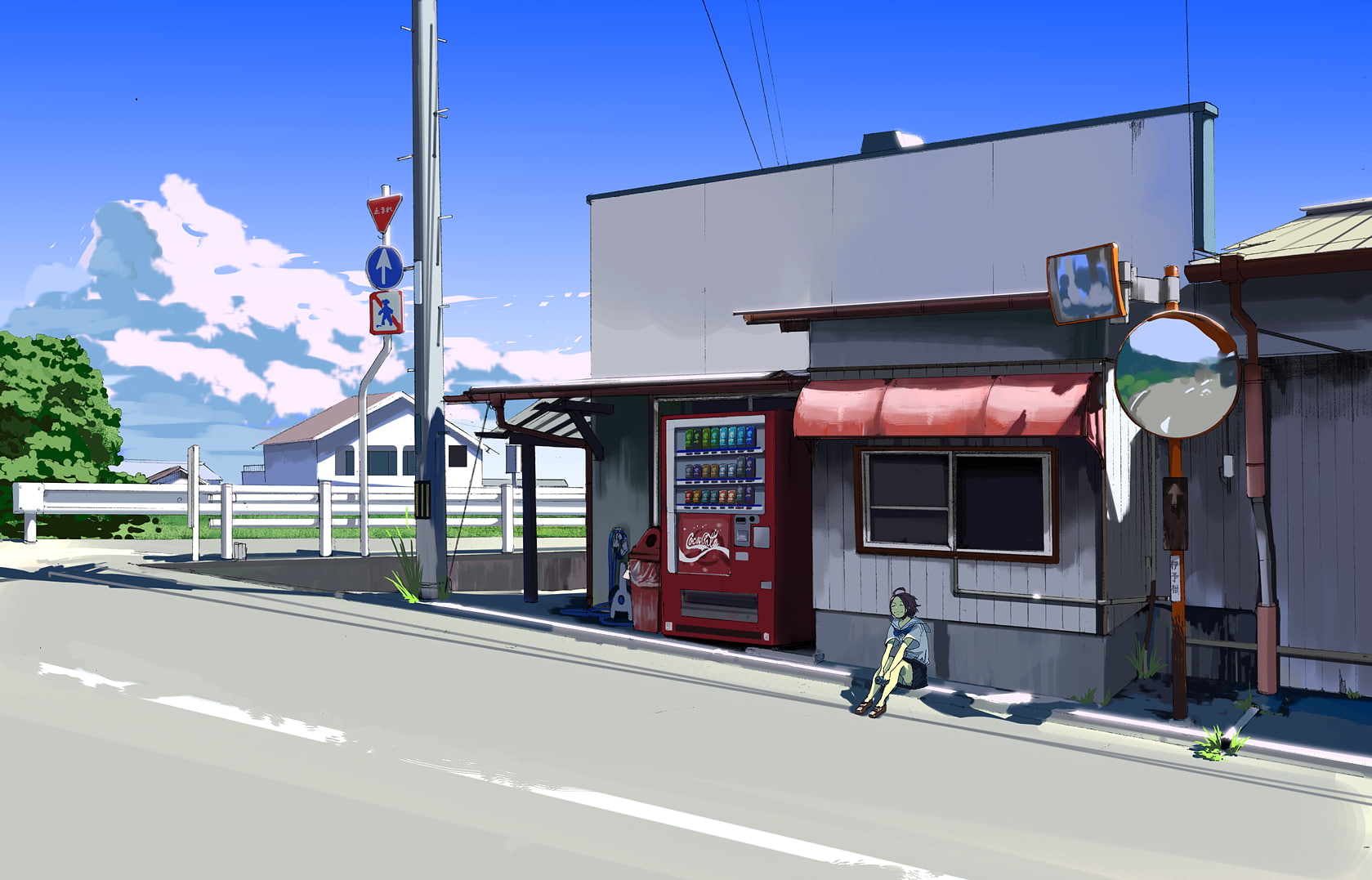 clouds, sky, kurono kuro, 720P, scenic, tree, coca, cola, original, HD Wallpaper