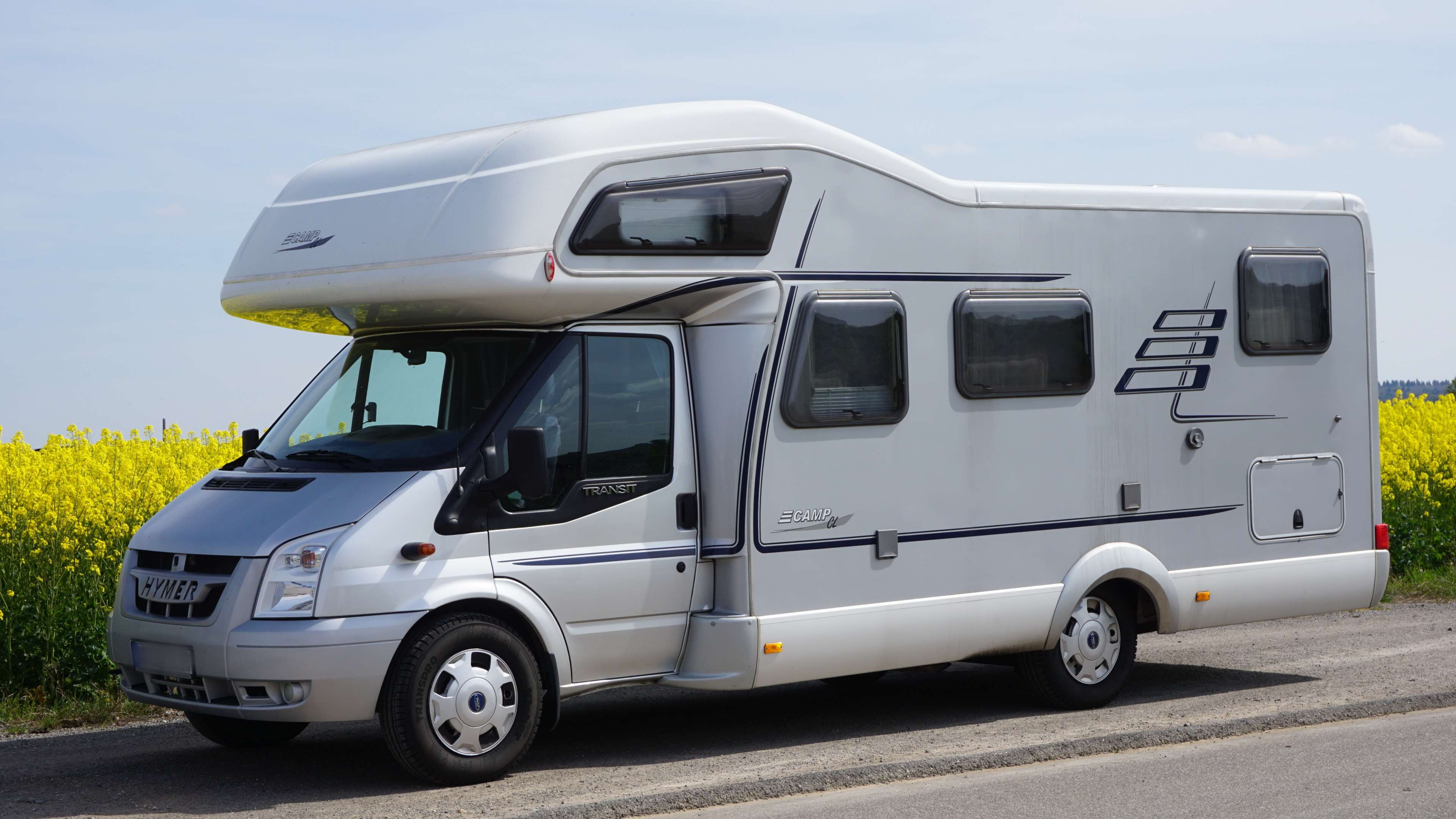 transit ford camper, automotive, mode of transportation, street, camper, 4K, auto, outdoors, mobile home, van - vehicle, white color, camping, motor vehicle, HD Wallpaper