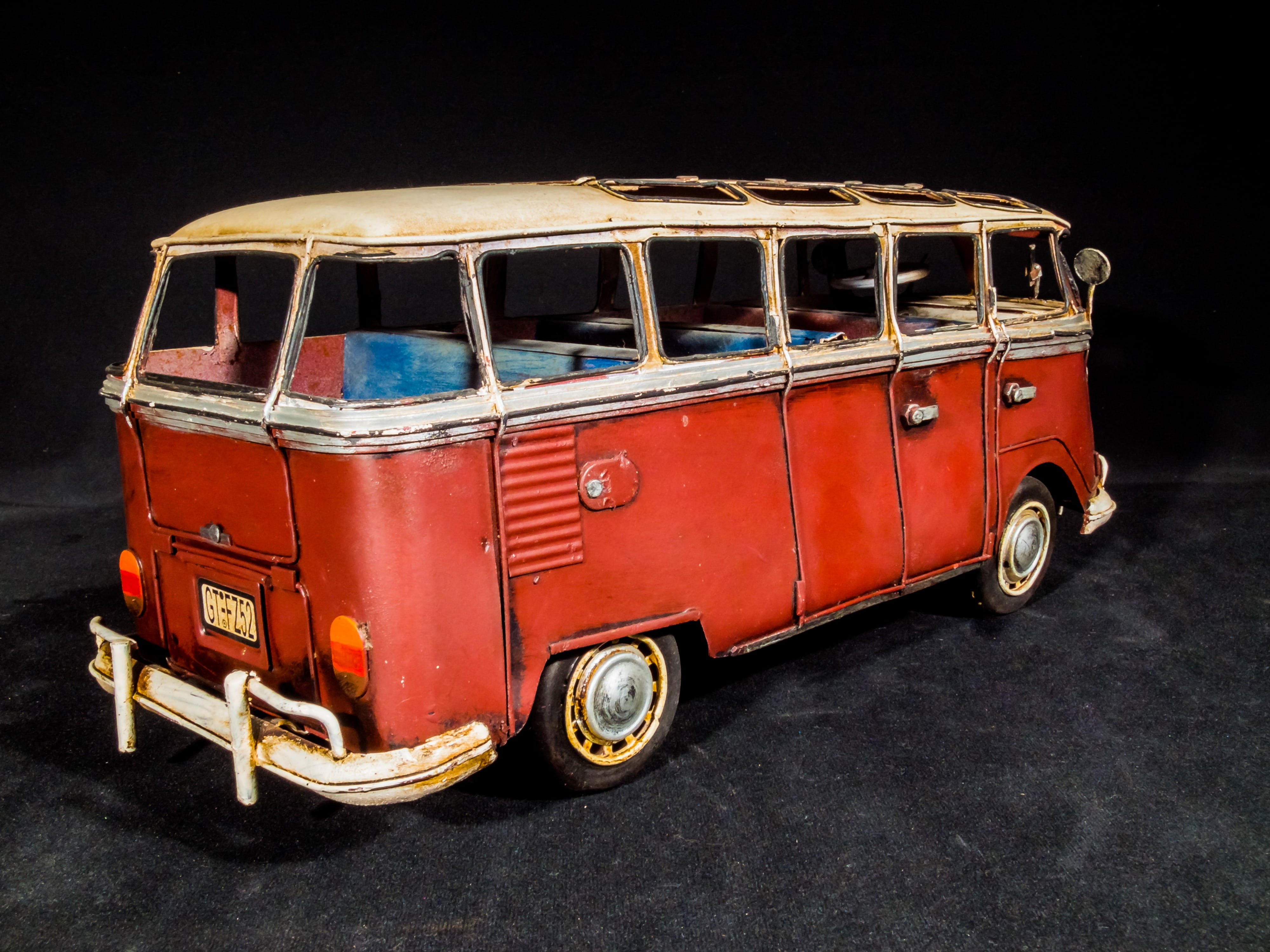 old, sheet metal car, car, samba bus, land vehicle, taxi, retro styled, vintage car, street, red, stationary, vw bus, black background, no people, camper, HD Wallpaper