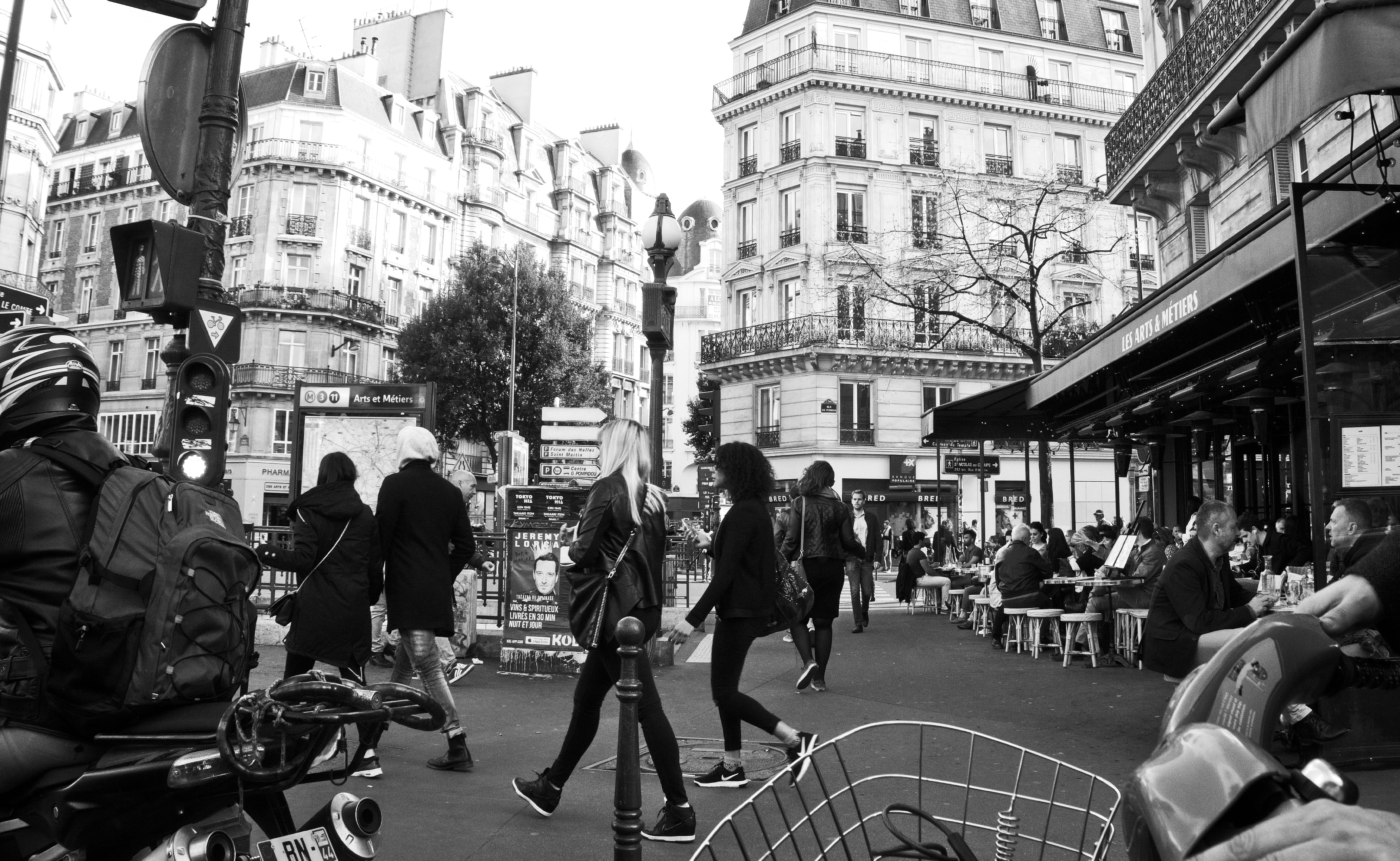 building exterior, city street, built structure, group of people, mode of transportation, europe, walking, terrace, building, women, city, people, chic, HD Wallpaper