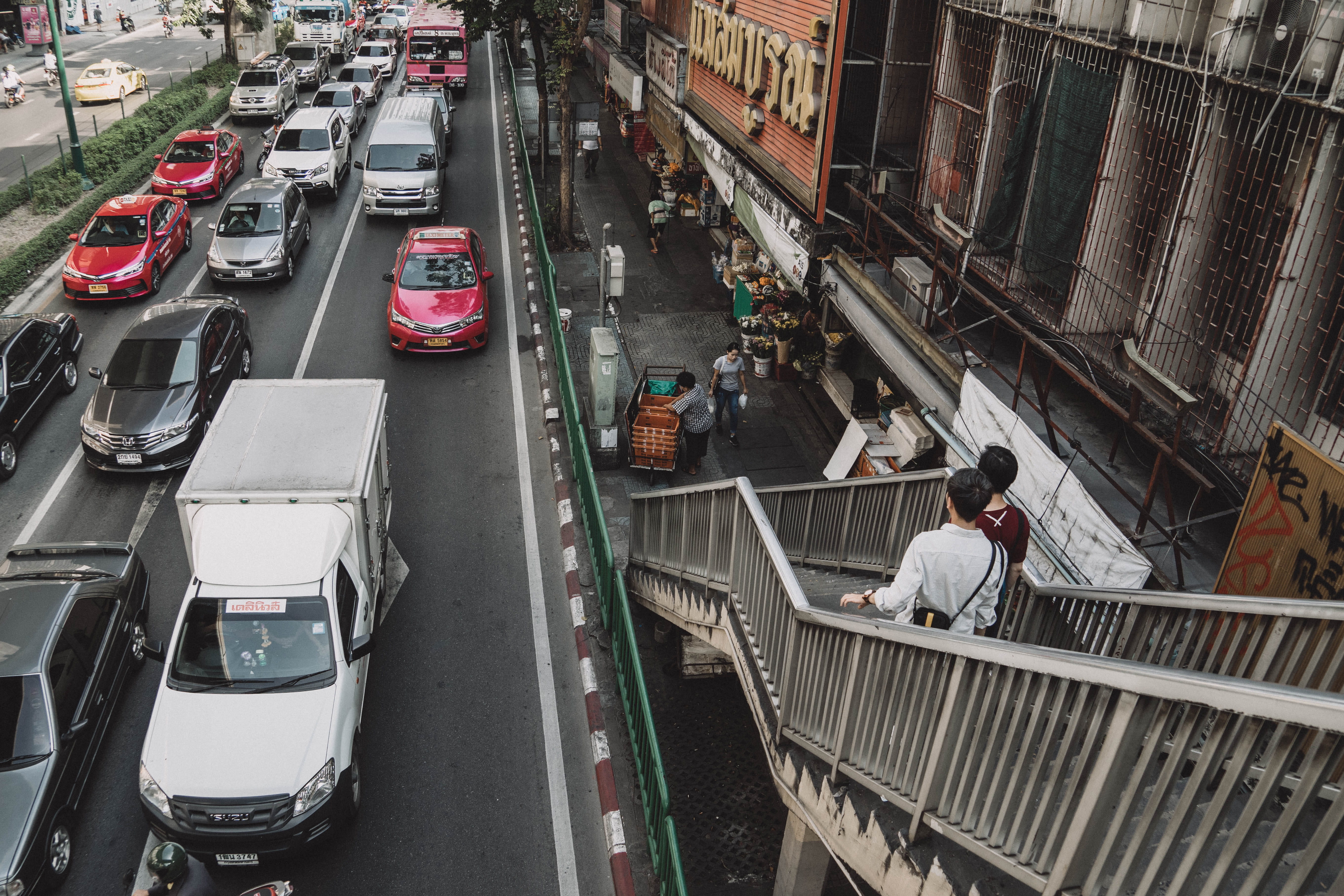 architecture, people, road, street, building exterior, men, traffic, streetlife, bangkok, day, land vehicle, photography, mode of transportation, motor vehicle, HD Wallpaper