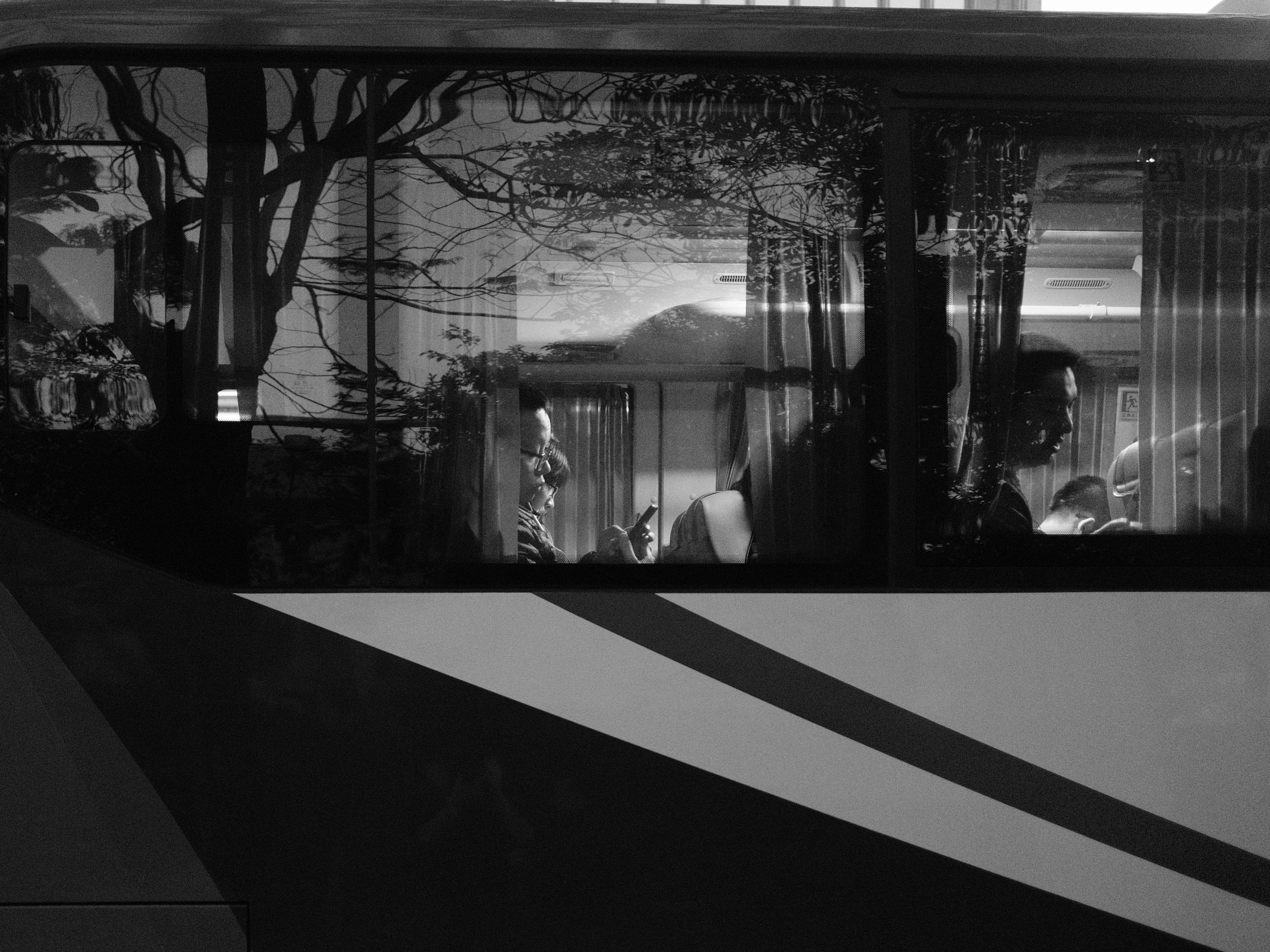 inside, no people, dark, architecture, night, 4K, day, transportation, built structure, plant, bus, building exterior, people, glass, window, riding, building, HD Wallpaper