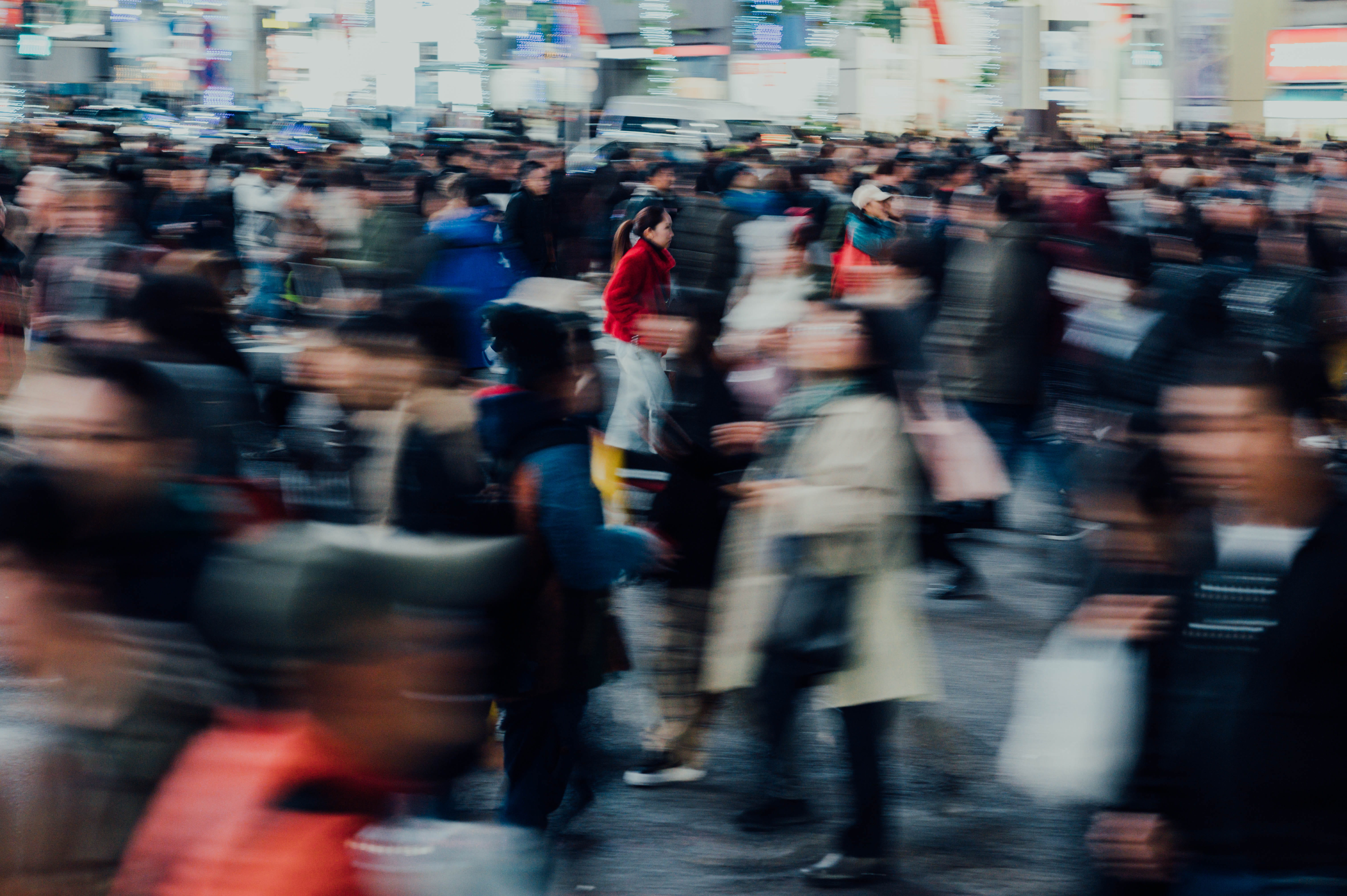 apparel, group of people, walking, men, pedestrian, denim, street, person, 5K, people, blue, red, city, transportation, clothing, road, real people, text, HD Wallpaper