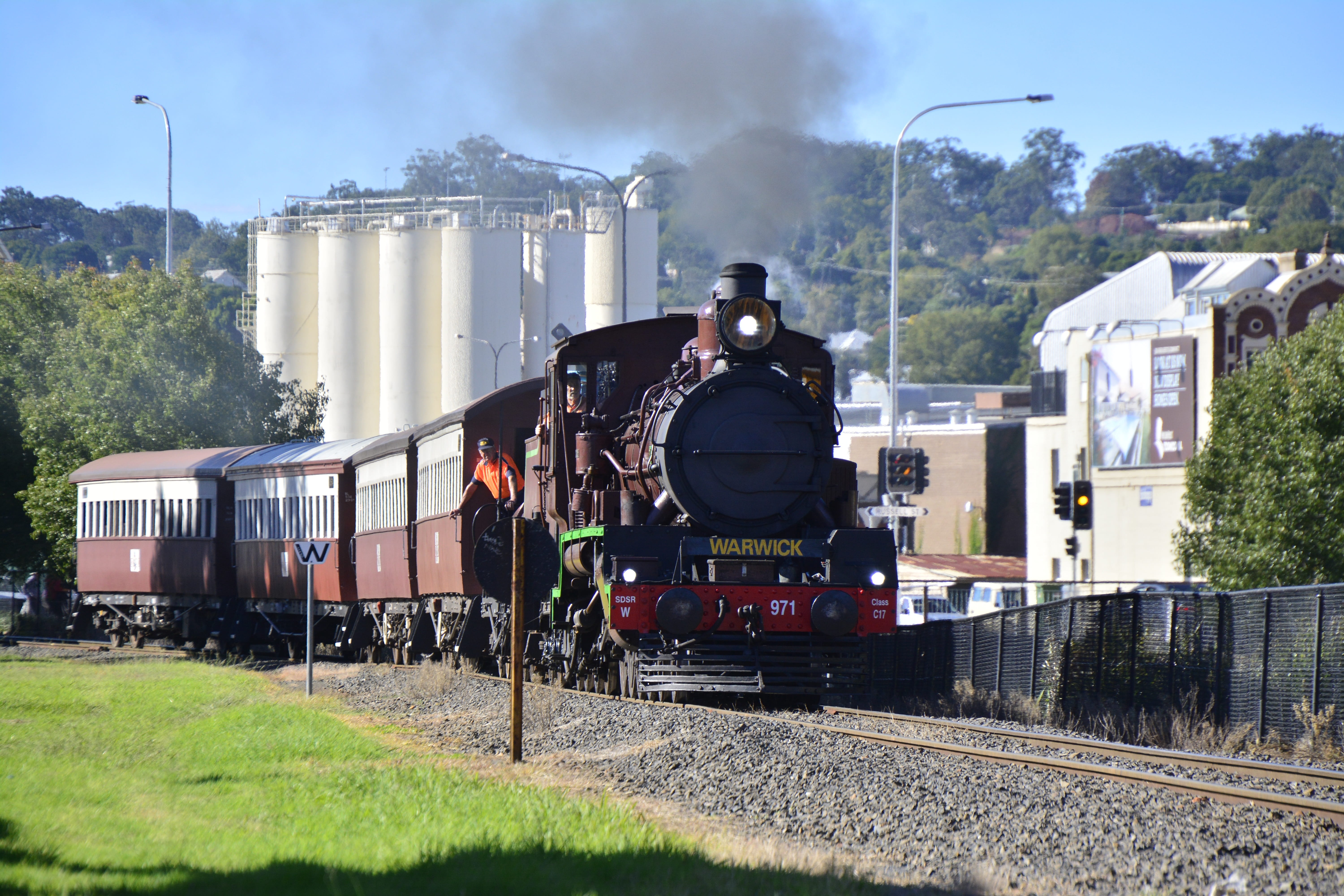 men, sky, tree, vintage, railroad car, train - vehicle, day, nature, smoke - physical structure, railway, carriage, outdoor, rail transportation, railroad, HD Wallpaper