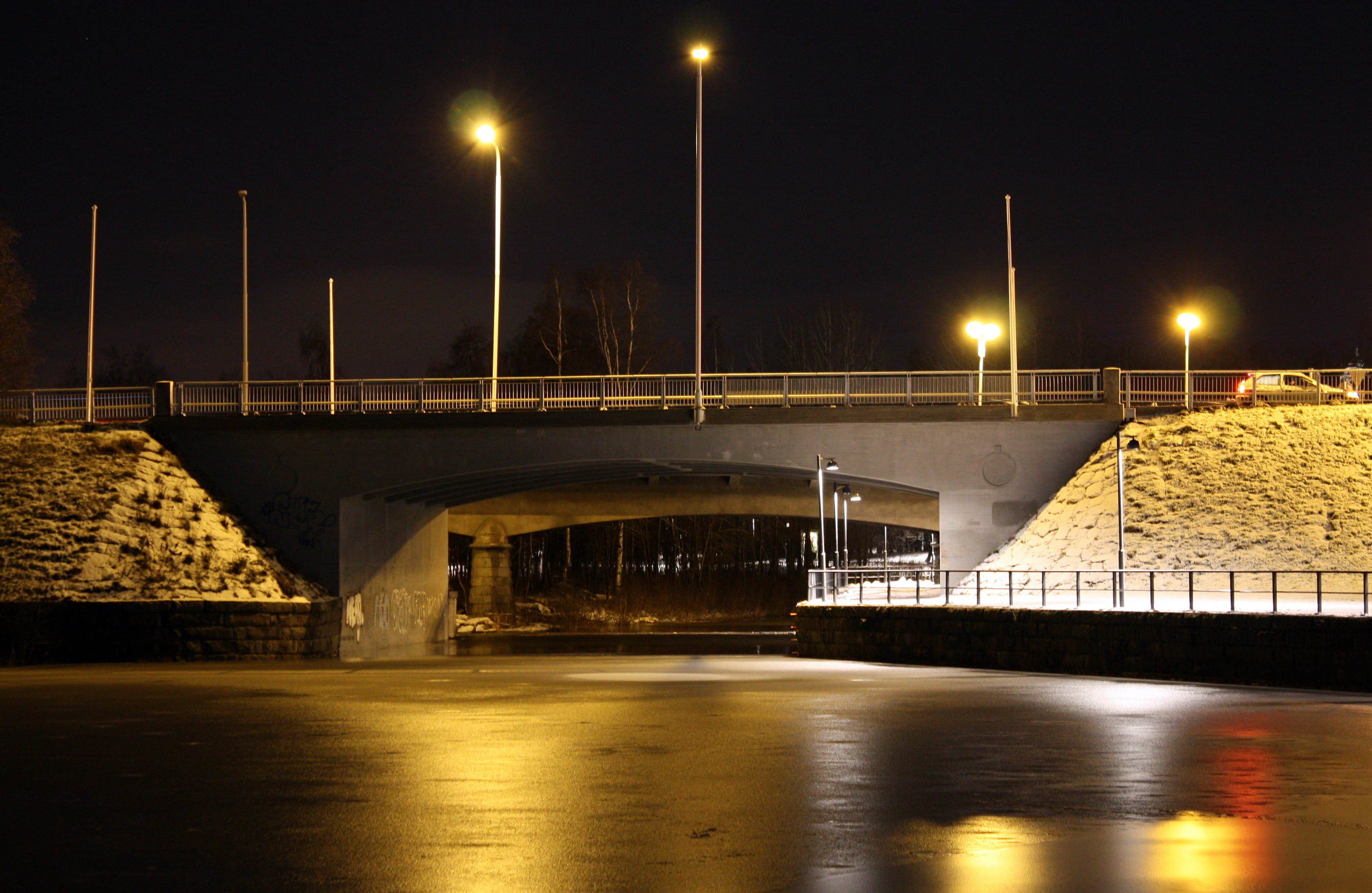 lighting, Night, no people, lights, outdoors, travel destinations, architecture, water, river, motion, Bridge, travel, beautiful, Evening, Finland, built structure, HD Wallpaper