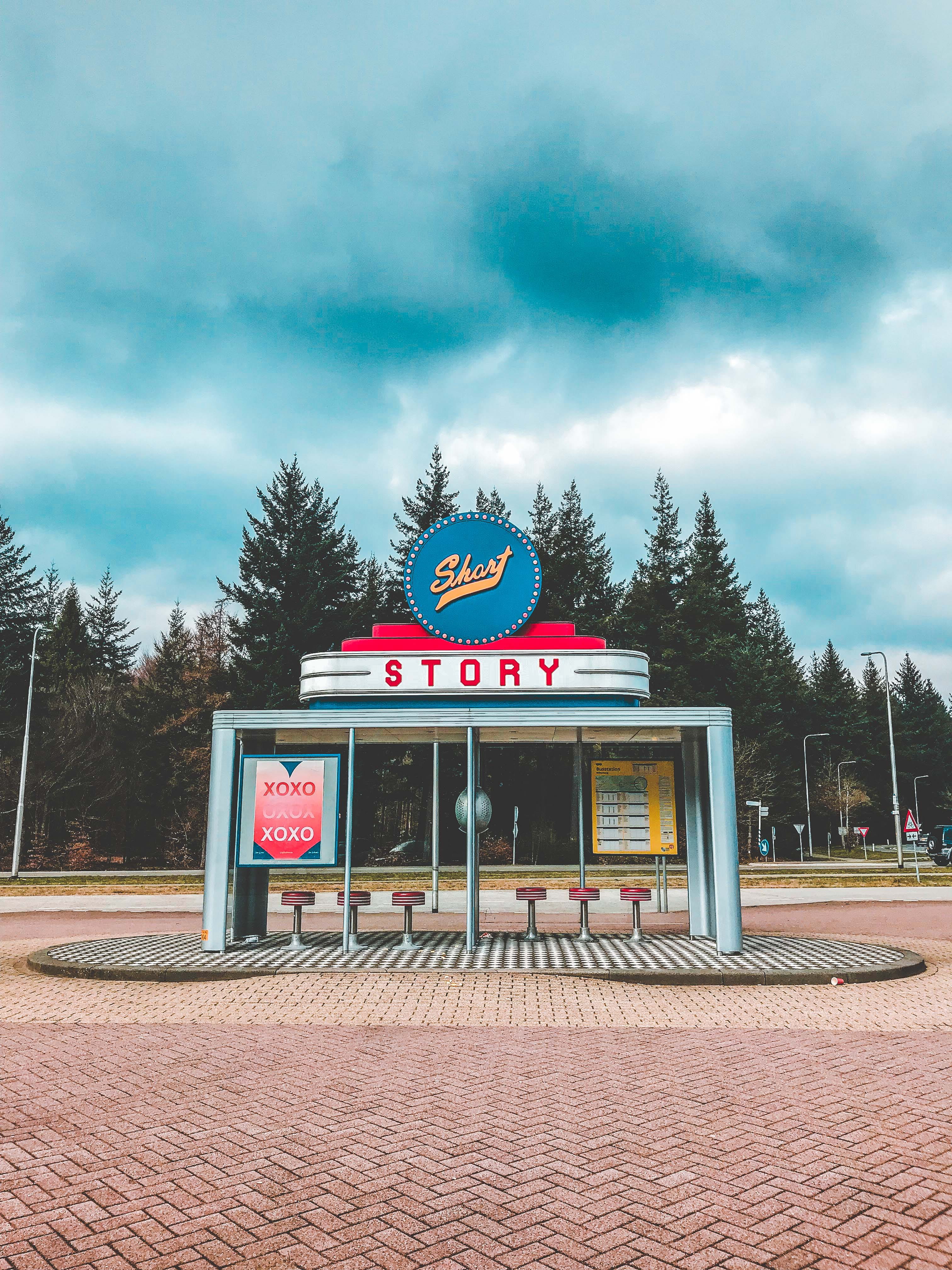 forrest, bus station, tree, no people, plant, nature, forest, 4K, building exterior, bus, busstation, capital letter, information sign, information, day, Phone HD Wallpaper