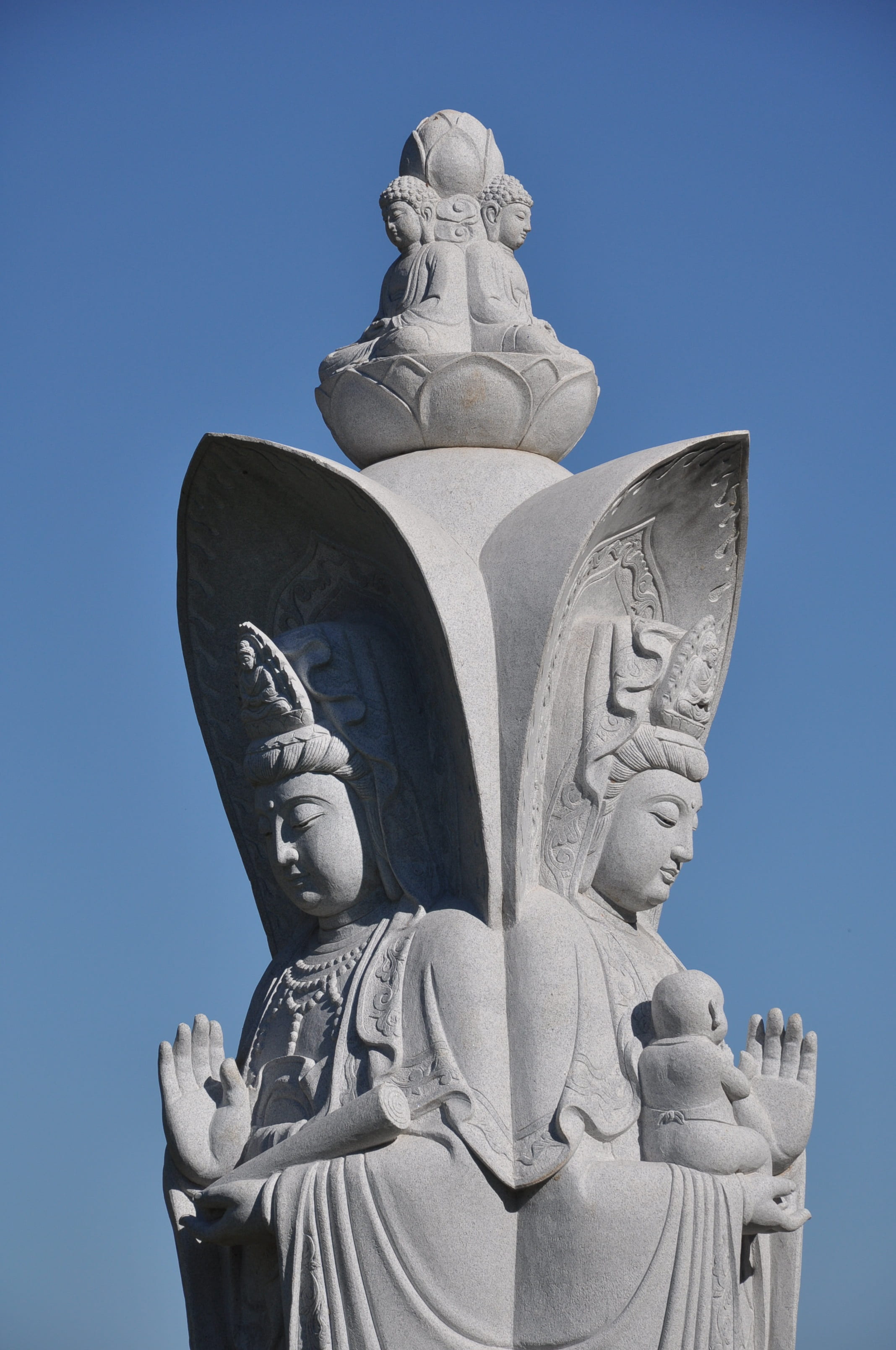 creativity, clear sky, statue, art and craft, sky, low angle view, buddha, 2K, day, curitiba, no people, sculpture, temple, angel, belief, craft, blue, Phone HD Wallpaper