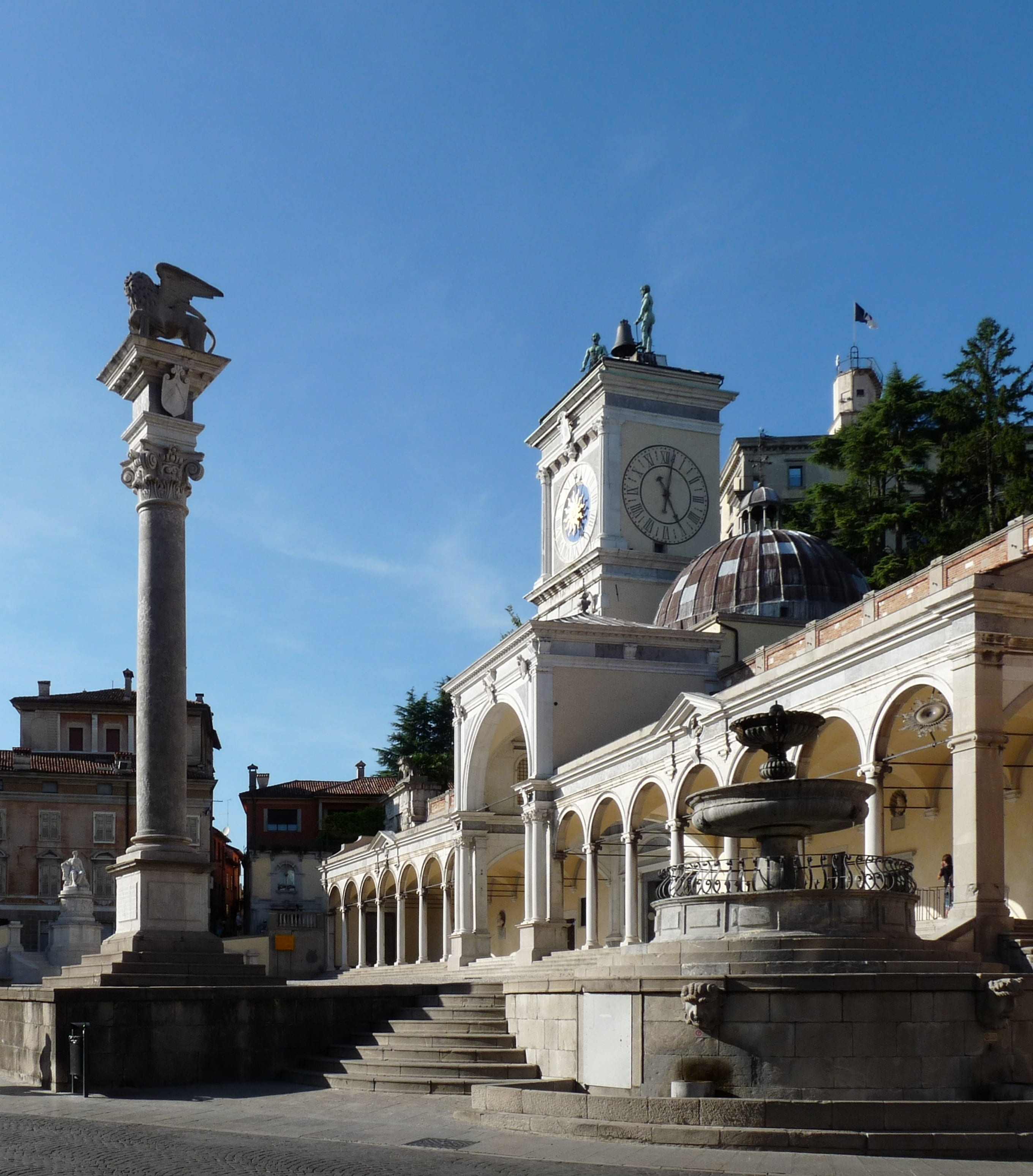 day, no people, building exterior, architecture, belief, travel destinations, the past, place of worship, piazza della libertà, blue, outdoors, udine, water, Phone HD Wallpaper