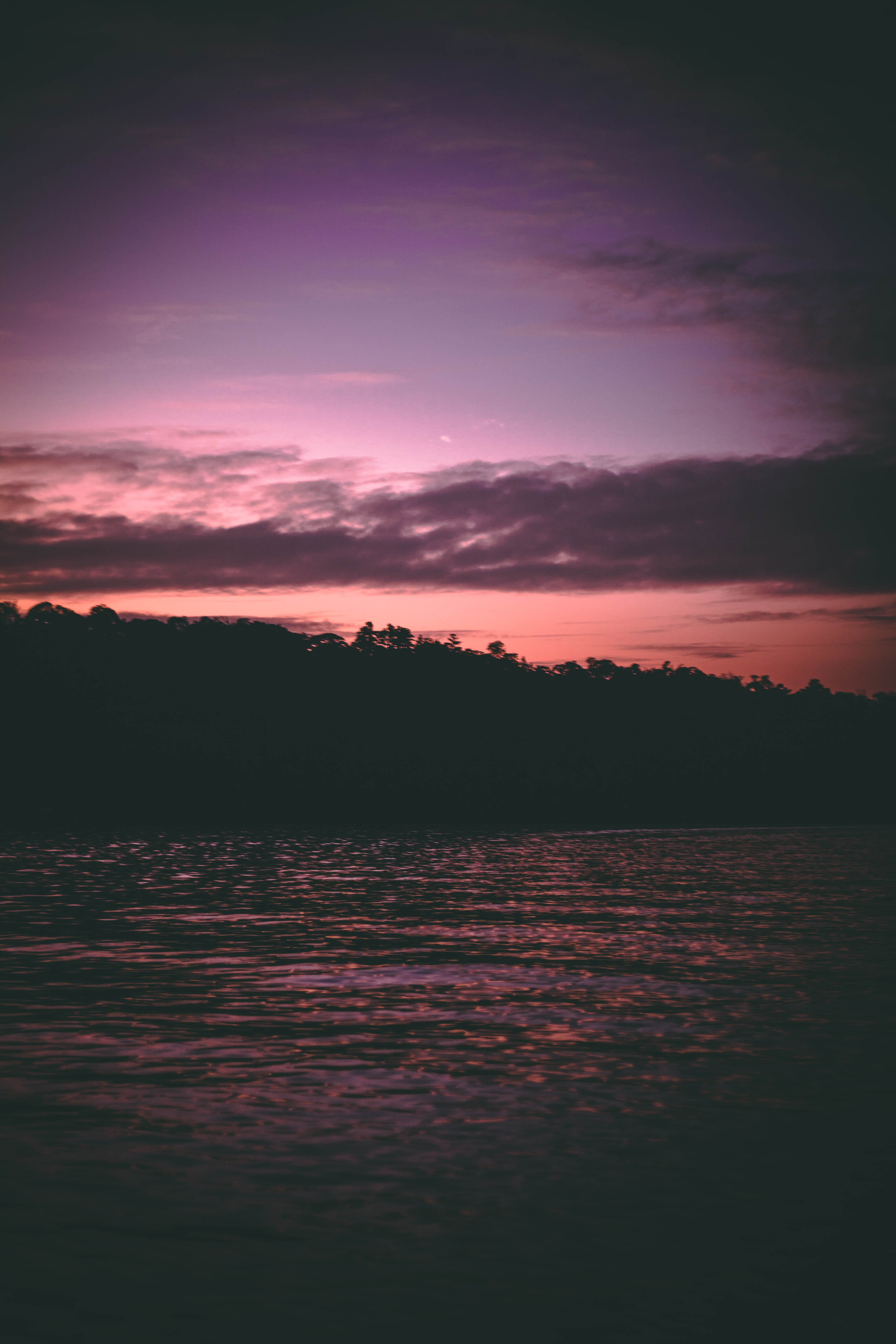 waterfront, dawn, reflection, silhouette, red sky, no people, hour, golden, tranquil scene, idyllic, tranquility, tree, purple, scenics - nature, beauty in nature, Phone HD Wallpaper