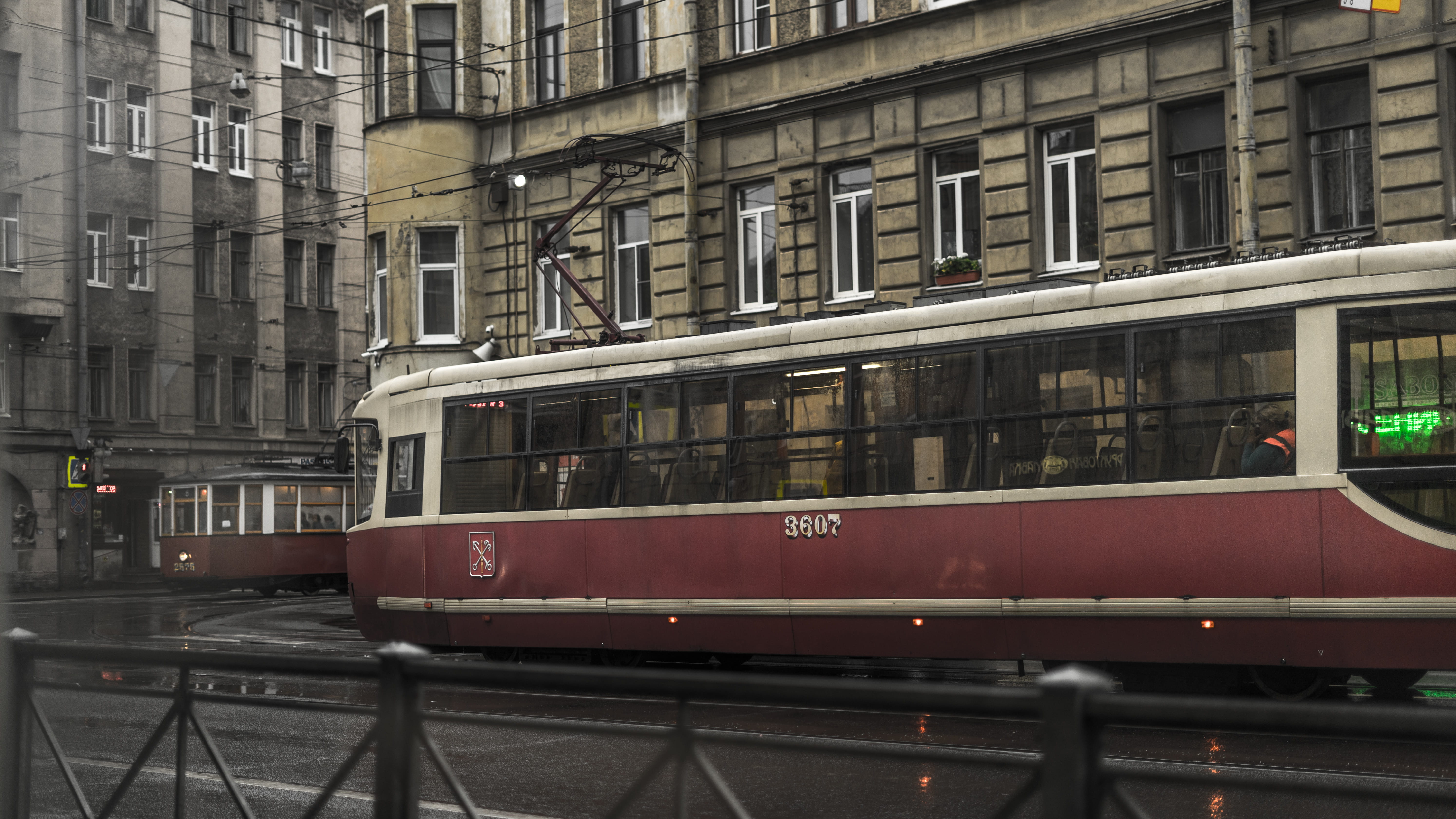 light, spb, human, architecture, city, built structure, window, red, 5K, street, trolley, town, rail, person, motion, railway, streetcar, land vehicle, HD Wallpaper