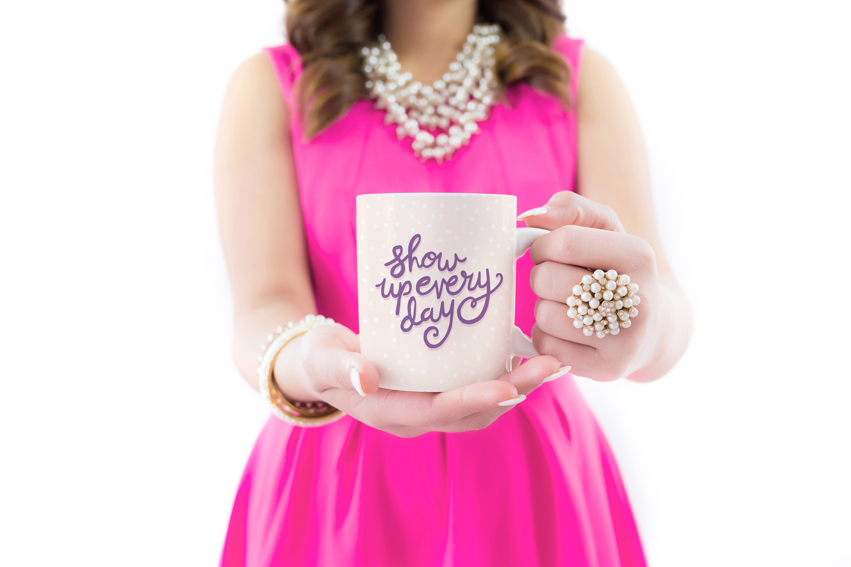 pre-adolescent child, indoors, Coffee mug, studio shot, midsection, communication, front view, text, child, women, Show up everyday, adult, western script, HD Wallpaper
