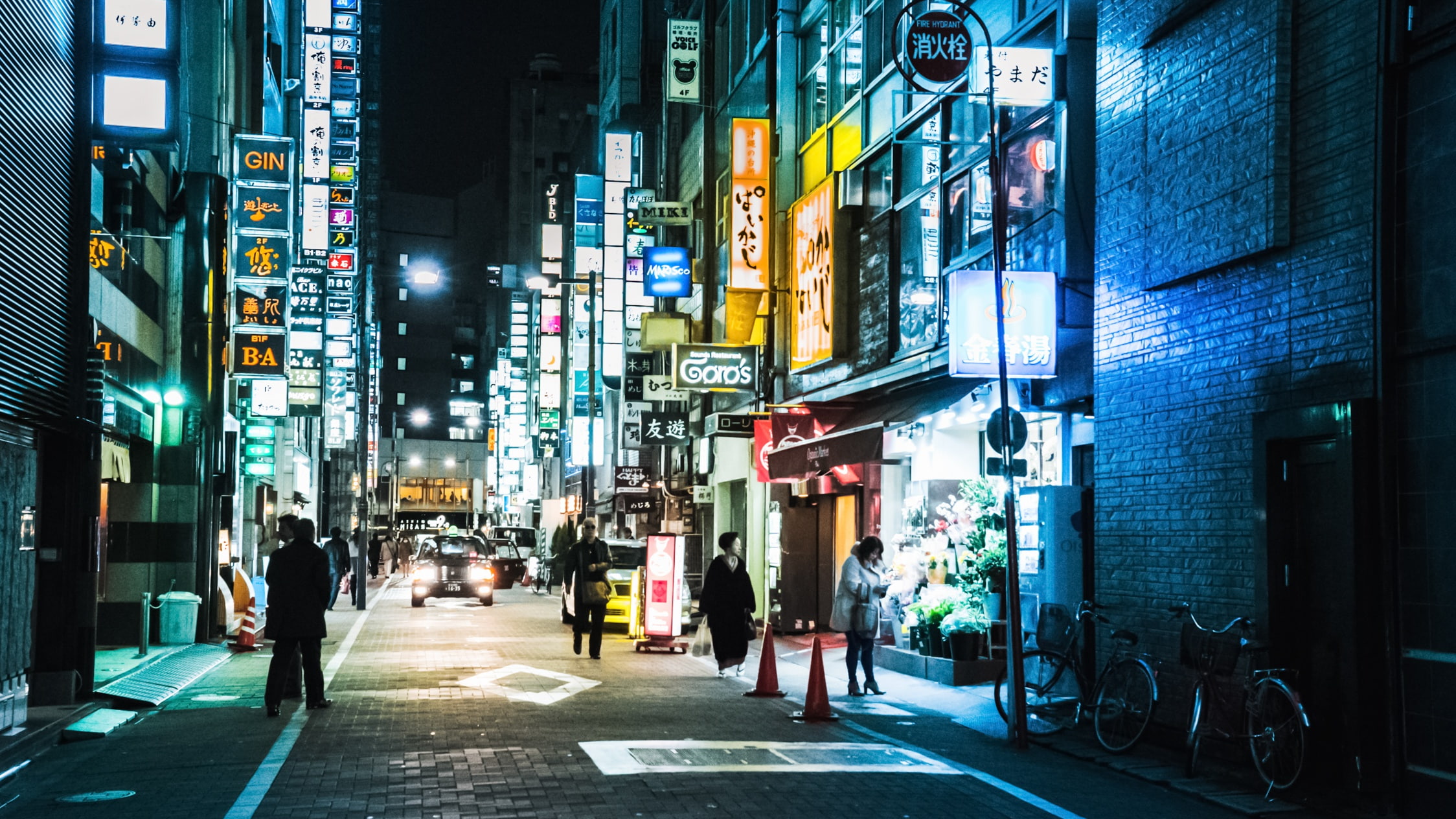 everyday life, neon, Tokyo, shops, cityscape, street, 1080P, people, Japan, urban scene, HD Wallpaper