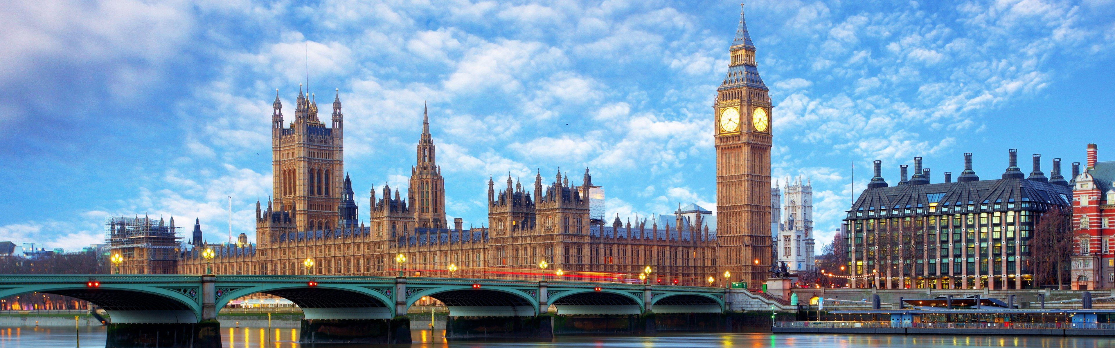 built structure, water, travel, bridge, double-decker bus, bridge - man made structure, clock tower, government, tower, city, cityscape, no people, building exterior, HD Wallpaper