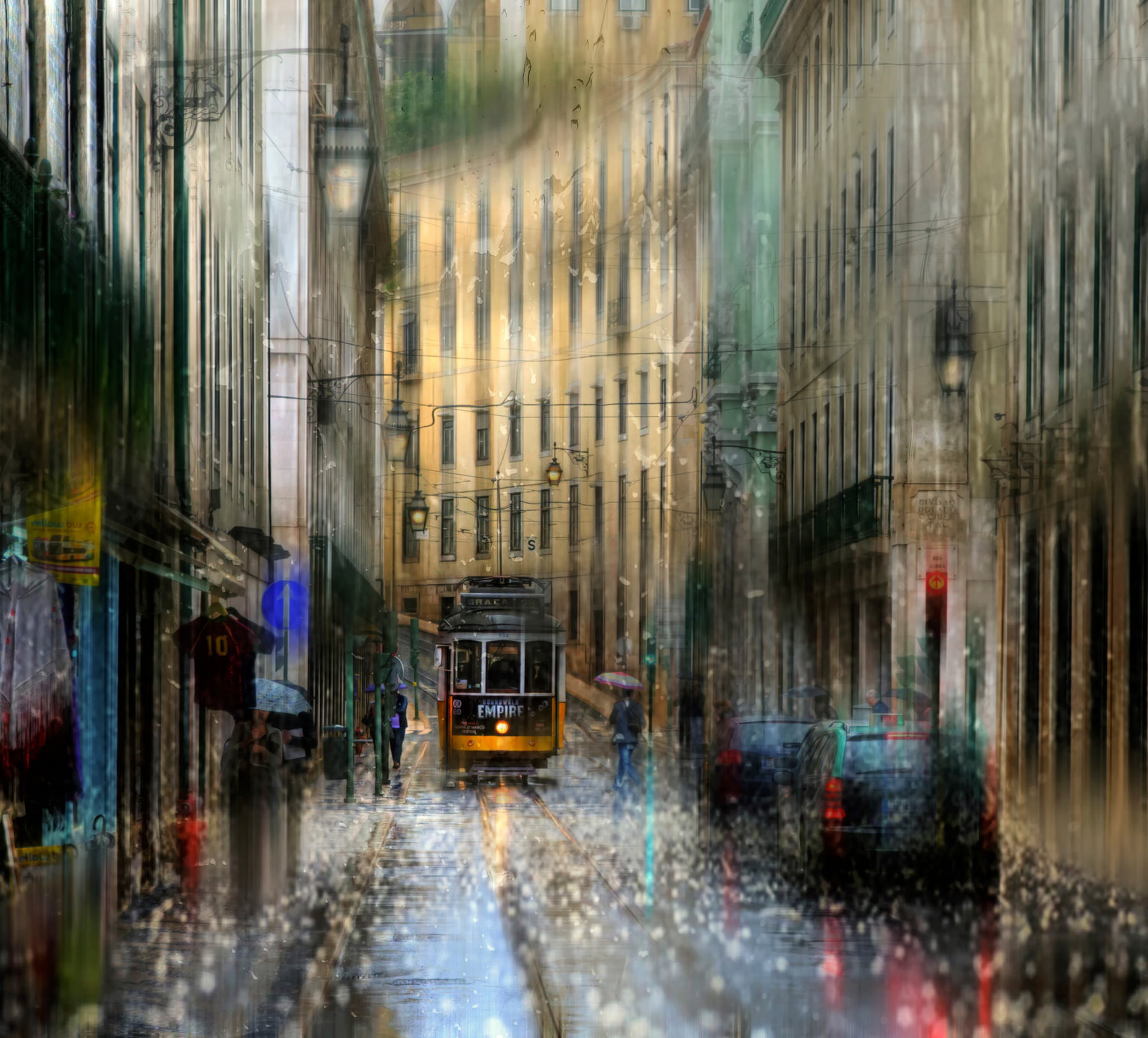 glass - Material, city, car, day, village, illuminated, land Vehicle, drops, mode of transportation, rain, water, urban Scene, travel, traffic, motion, HD Wallpaper
