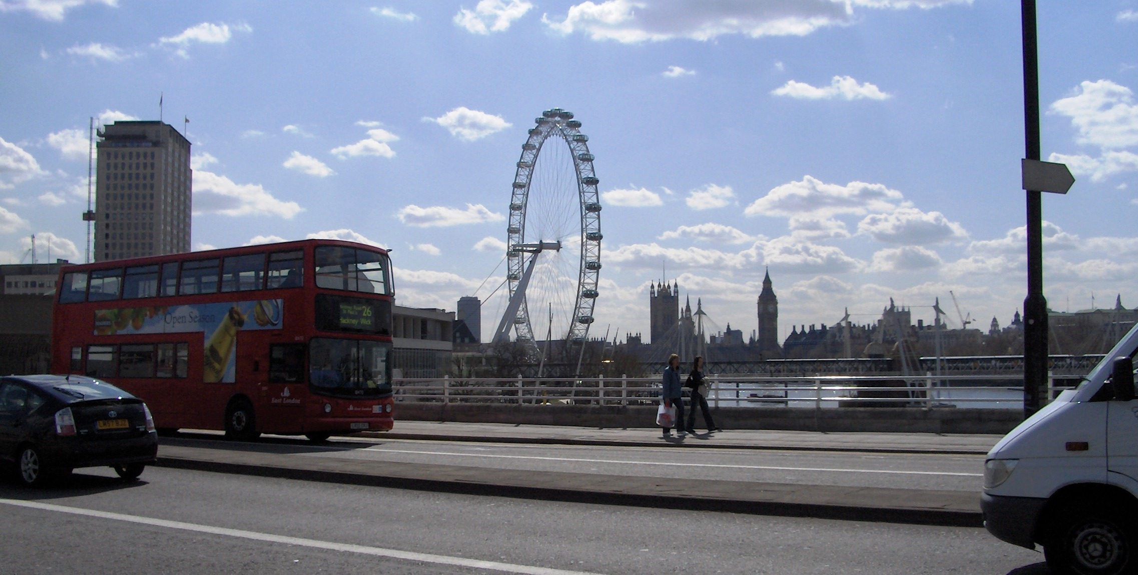 building exterior, cityscape, england, double-decker bus, traffic, sky, bus, london, car, water, london eye, tower, travel destinations, travel, road, mode of transportation, HD Wallpaper