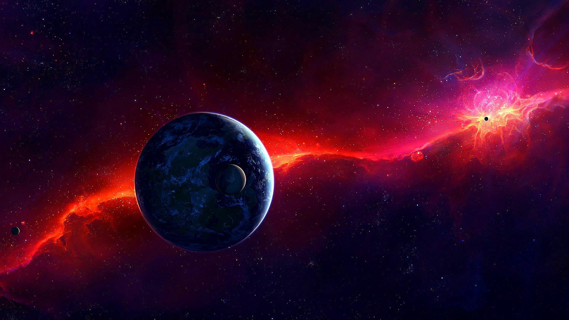 glowing, fantasy art, planet - space, galaxy, sky, astronomy, cloud - sky, digital universe, space exploration, nature, sphere, sci fi, 1080P, star - space, HD Wallpaper