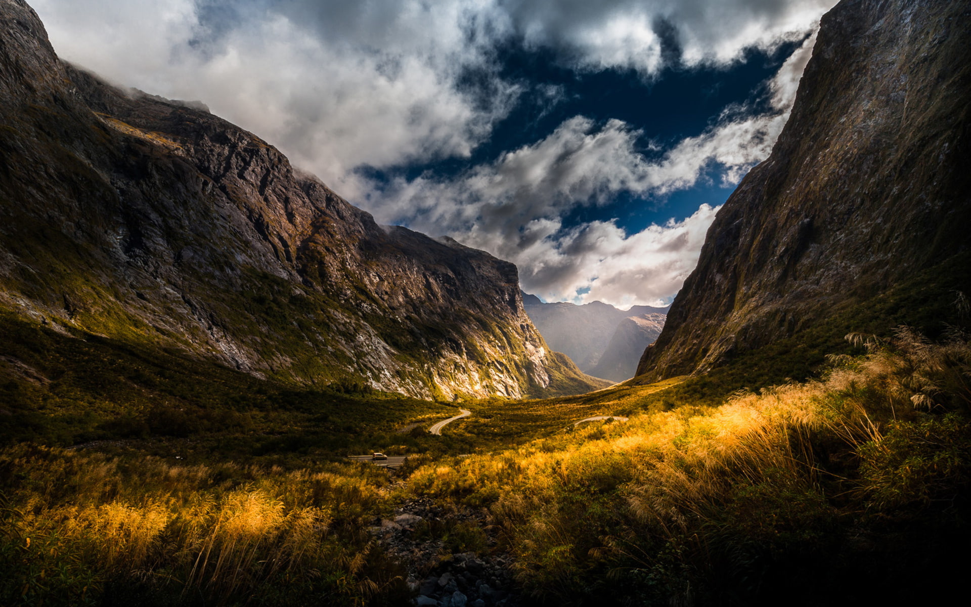 scenics - nature, tranquil scene, sunlight, fall, no people, landscapes, outdoors, meadow, cliff, remote, environment, valley, seasons, travel destinations, HD Wallpaper