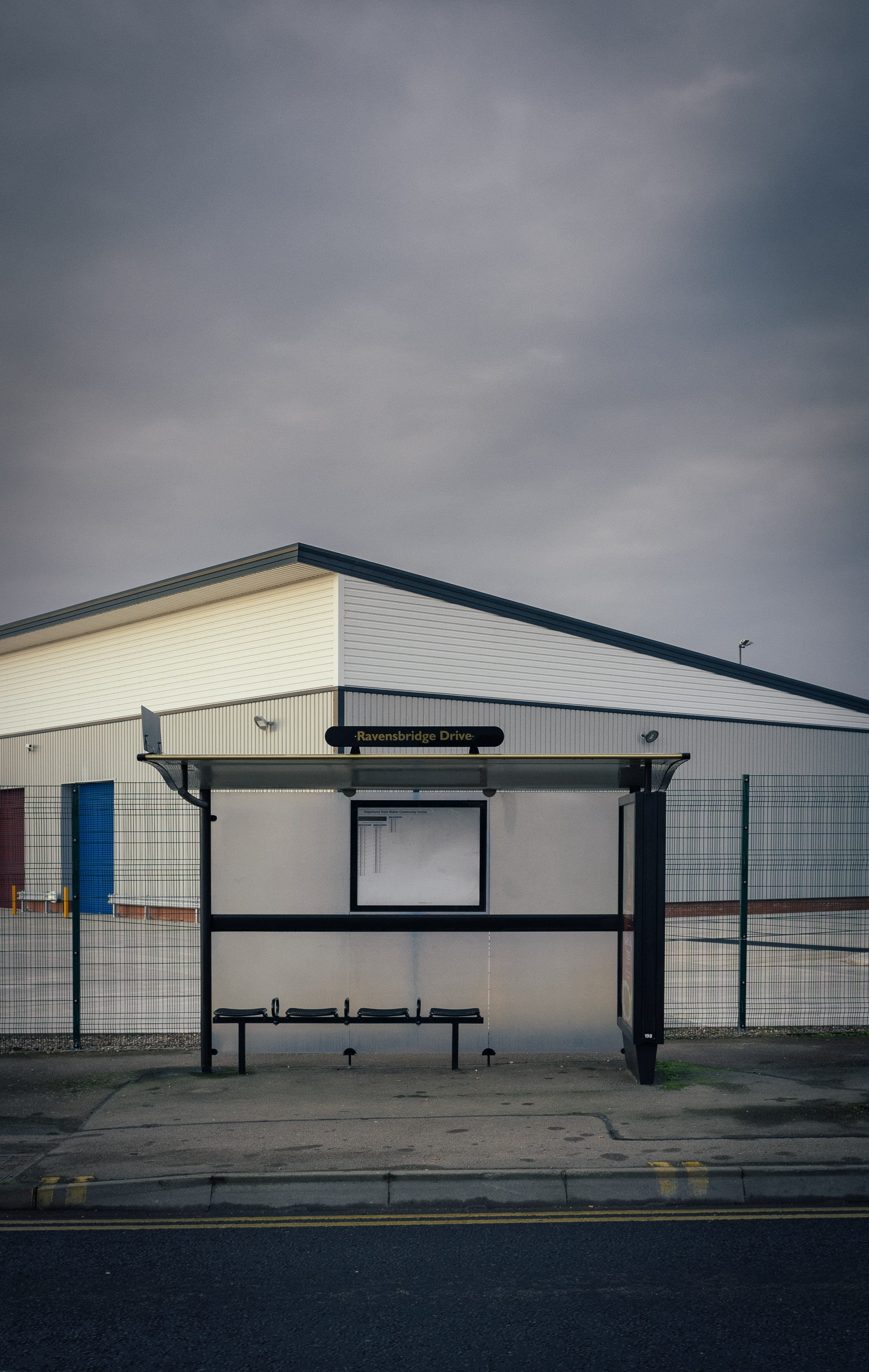 cloud - sky, bus, overcast, sky, empty, nature, city, fence, station, no people, transport, day, stop, united kingdom, commute, street, 4K, architecture, Phone HD Wallpaper