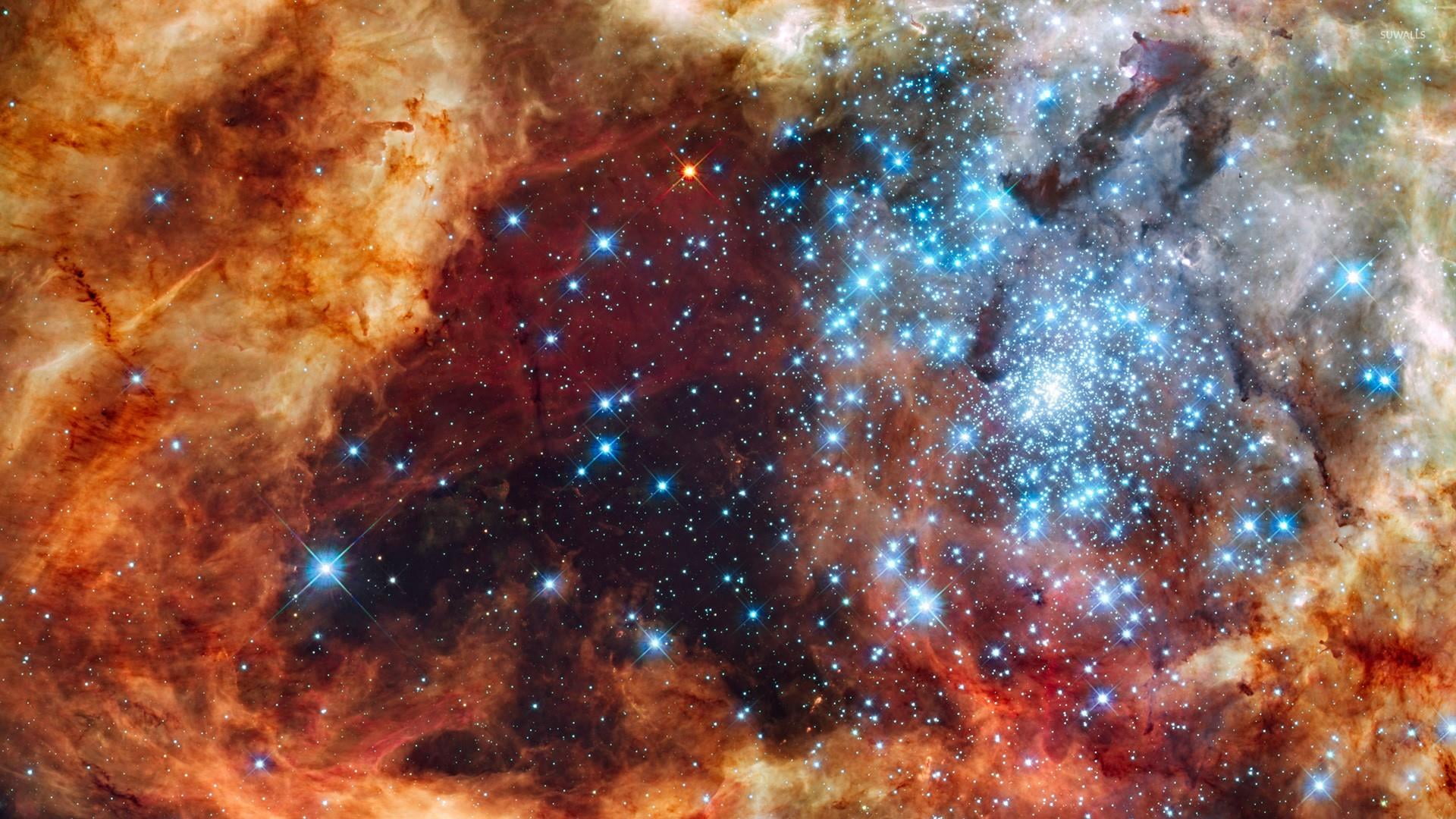 beauty in nature, hubble, stellar group, dust, sky, astronomy, stars, 1080P, illuminated, r136, universe, doradus nebula, satellite view, cosmos, awe, HD Wallpaper