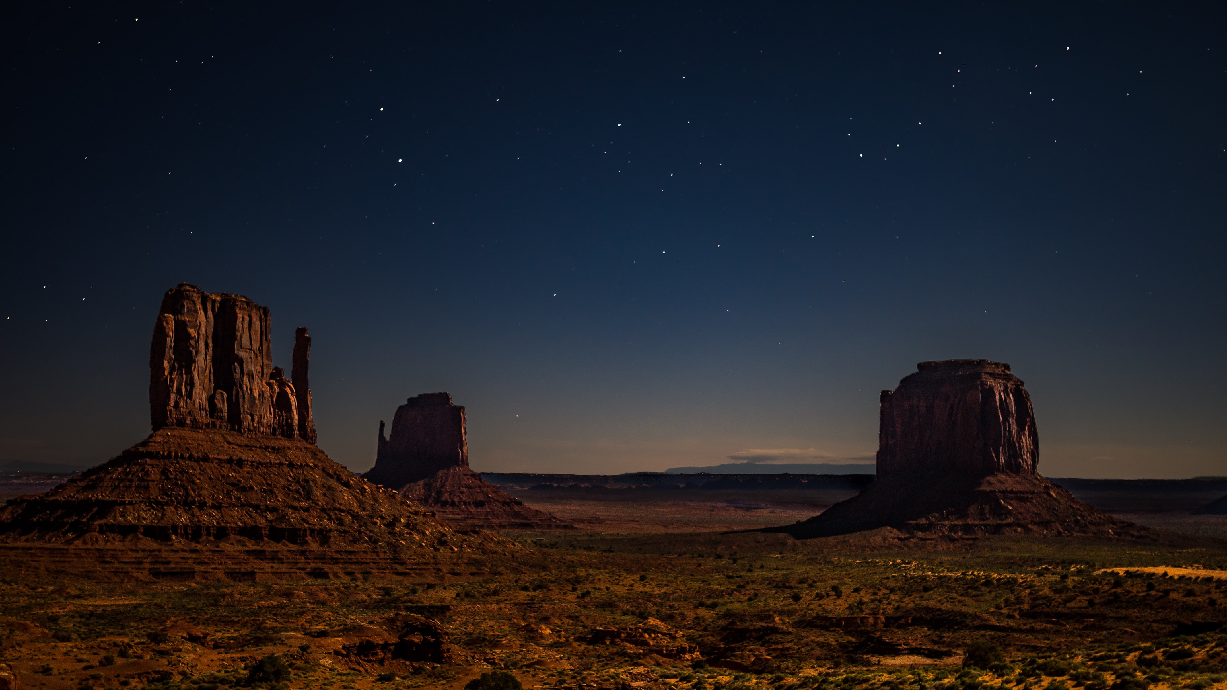 4K, landscape, desert, nature, starry night, HD Wallpaper
