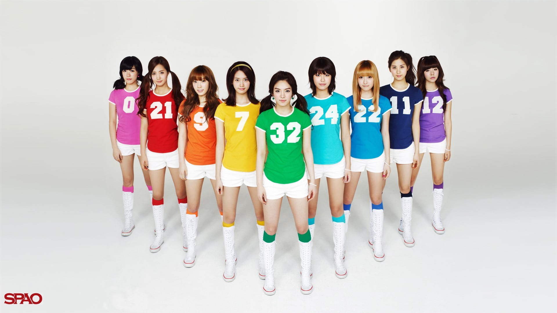 clothing, standing, group of people, portrait, full length, studio shot, Girls Generation, sport, in a row, indoors, white background, females, young adult, HD Wallpaper