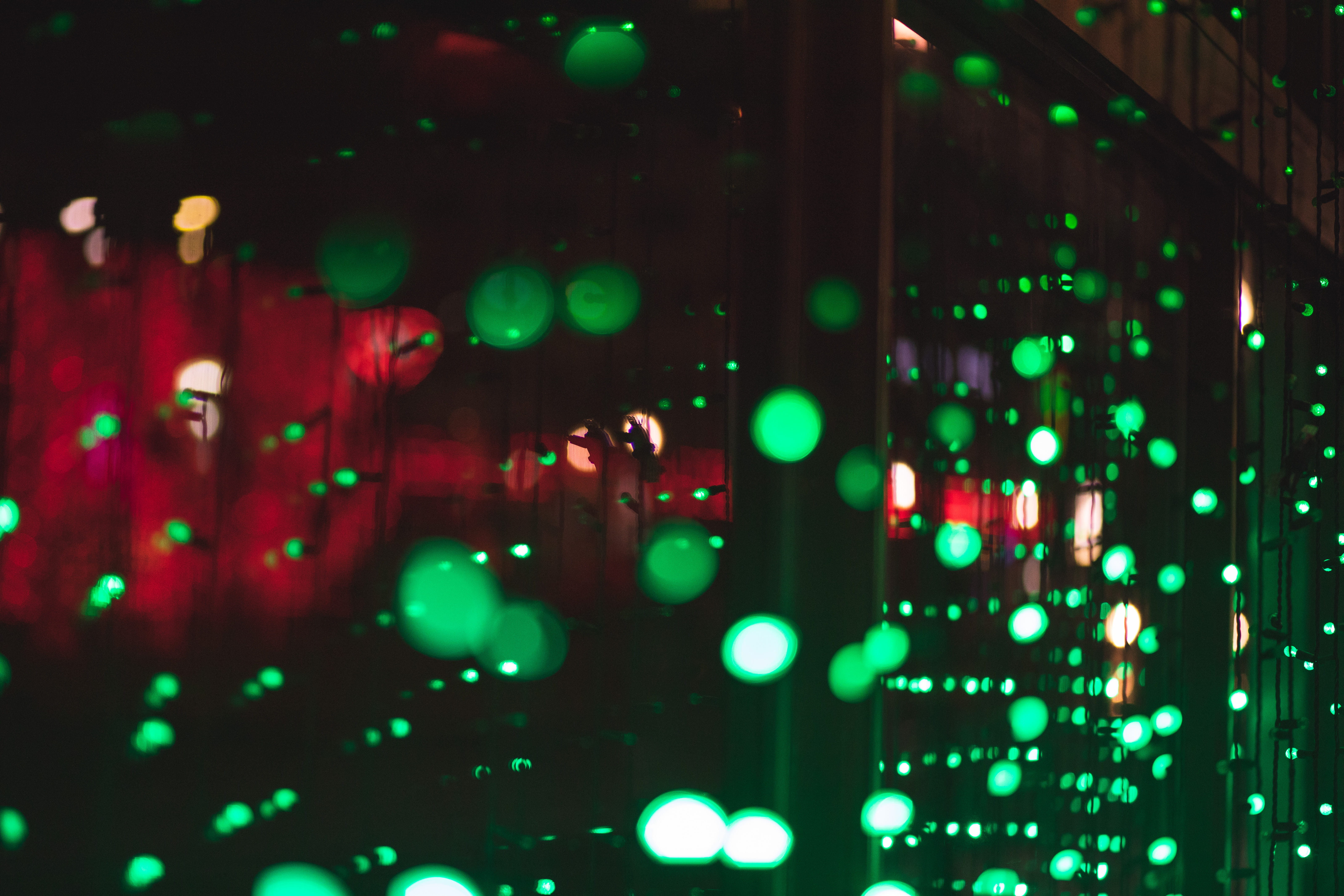 glowing, electricity, green, christmas decorations, christmas, abstract, light - natural phenomenon, green color, lighting equipment, bokeh ball, bokeh, HD Wallpaper