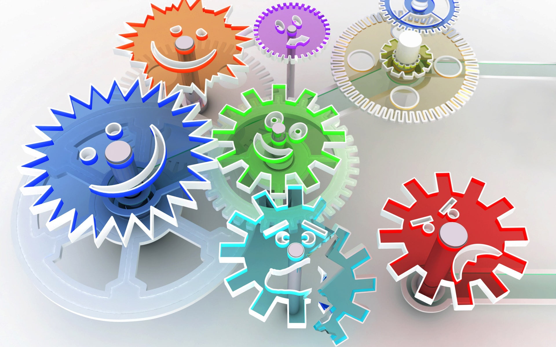 multi colored, creativity, gear, social networking, watch, Abstract 3D, d, equipment, 1080P, wheel, shape, teamwork, indoors, business, red, grey, white background, HD Wallpaper