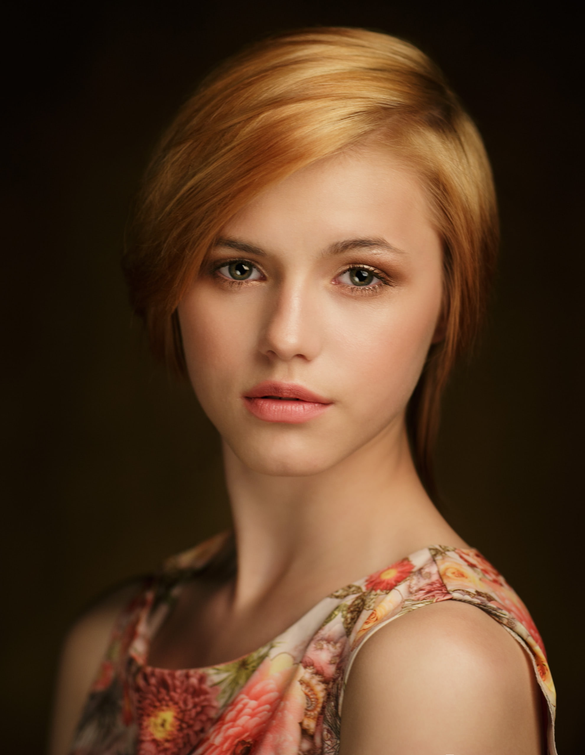 hair, indoors, fashion, headshot, one person, adult, close-up, black background, looking at camera, hairstyle, women, portrait, Alex Rimsky, beauty, beautiful people, Phone HD Wallpaper
