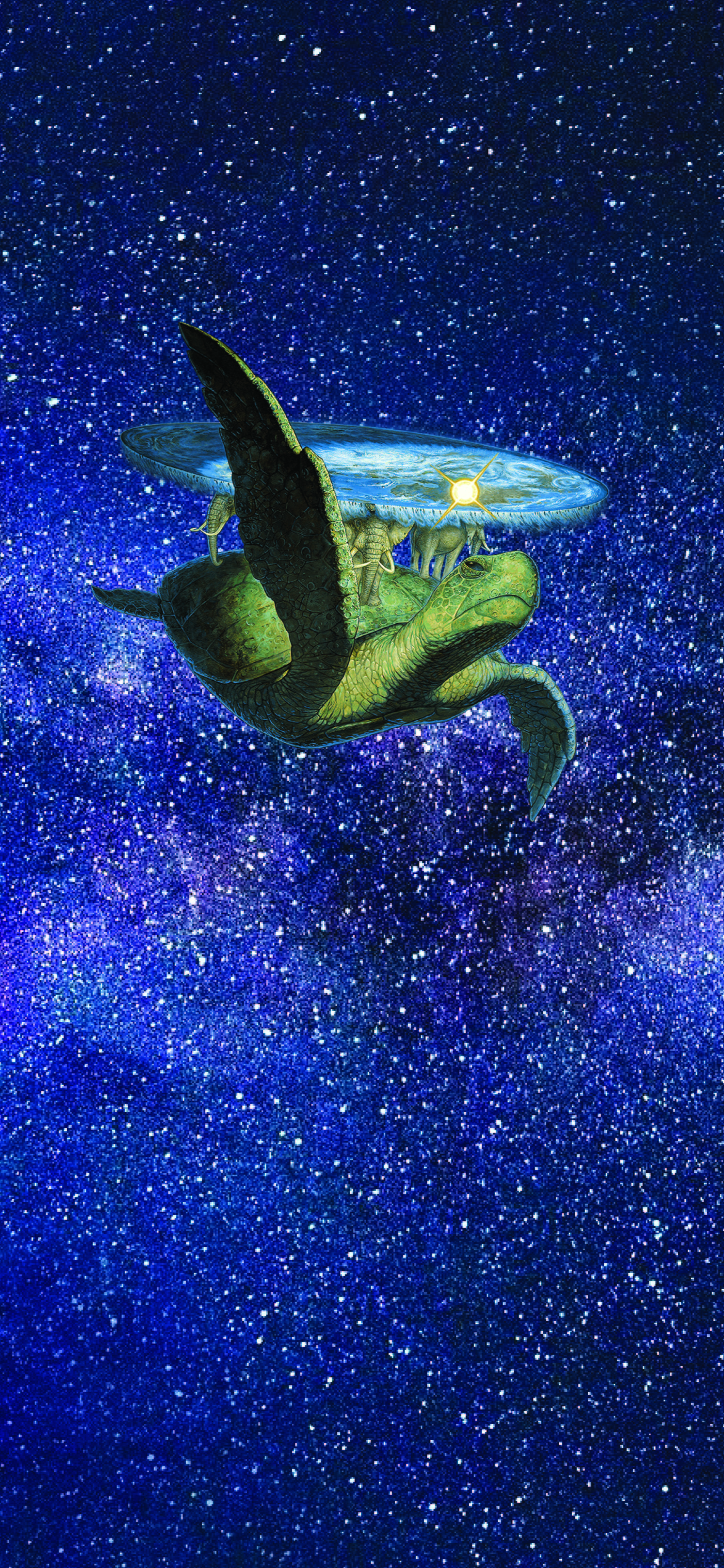 minimalism, Discworld, stars, 4K, Phone HD Wallpaper