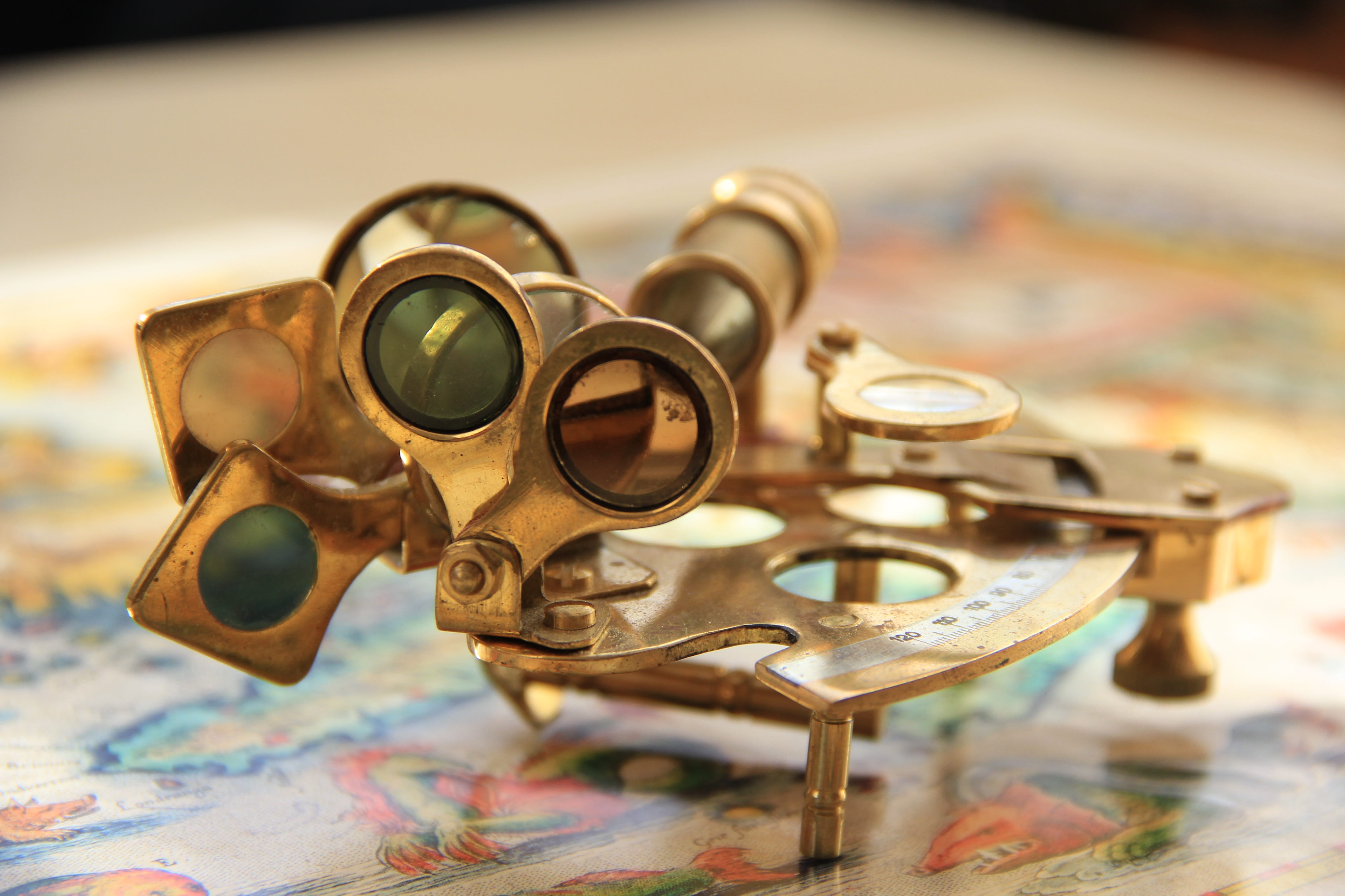 table, gold, design, equipment, technology, direction, group of objects, mask, focus on foreground, antique, metal, photograph, still life, instrument, HD Wallpaper