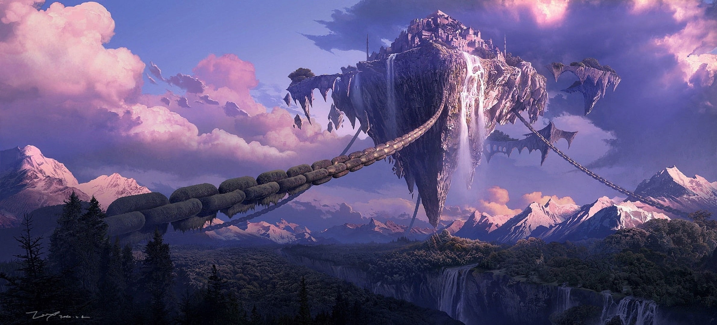 nature, x, Canyon, 1080P, forests, town, chains, hd, lineage, forest, artwork, art, waterfalls, HD Wallpaper