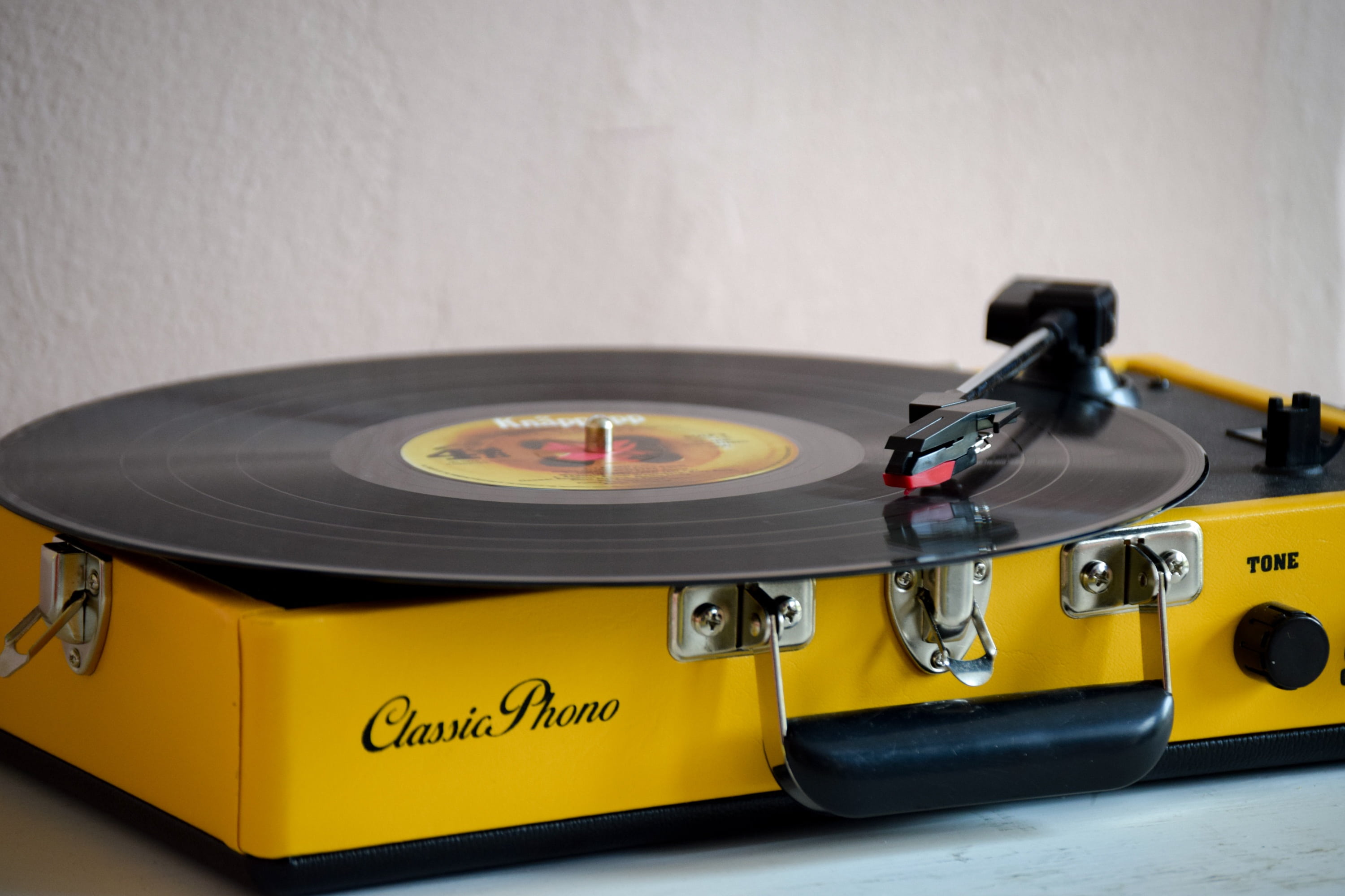 yellow, nightlife, lp, noise, arts culture and entertainment, rock music, shape, no people, 2K, nostalgia, travel records, close-up, antique, turntable, HD Wallpaper