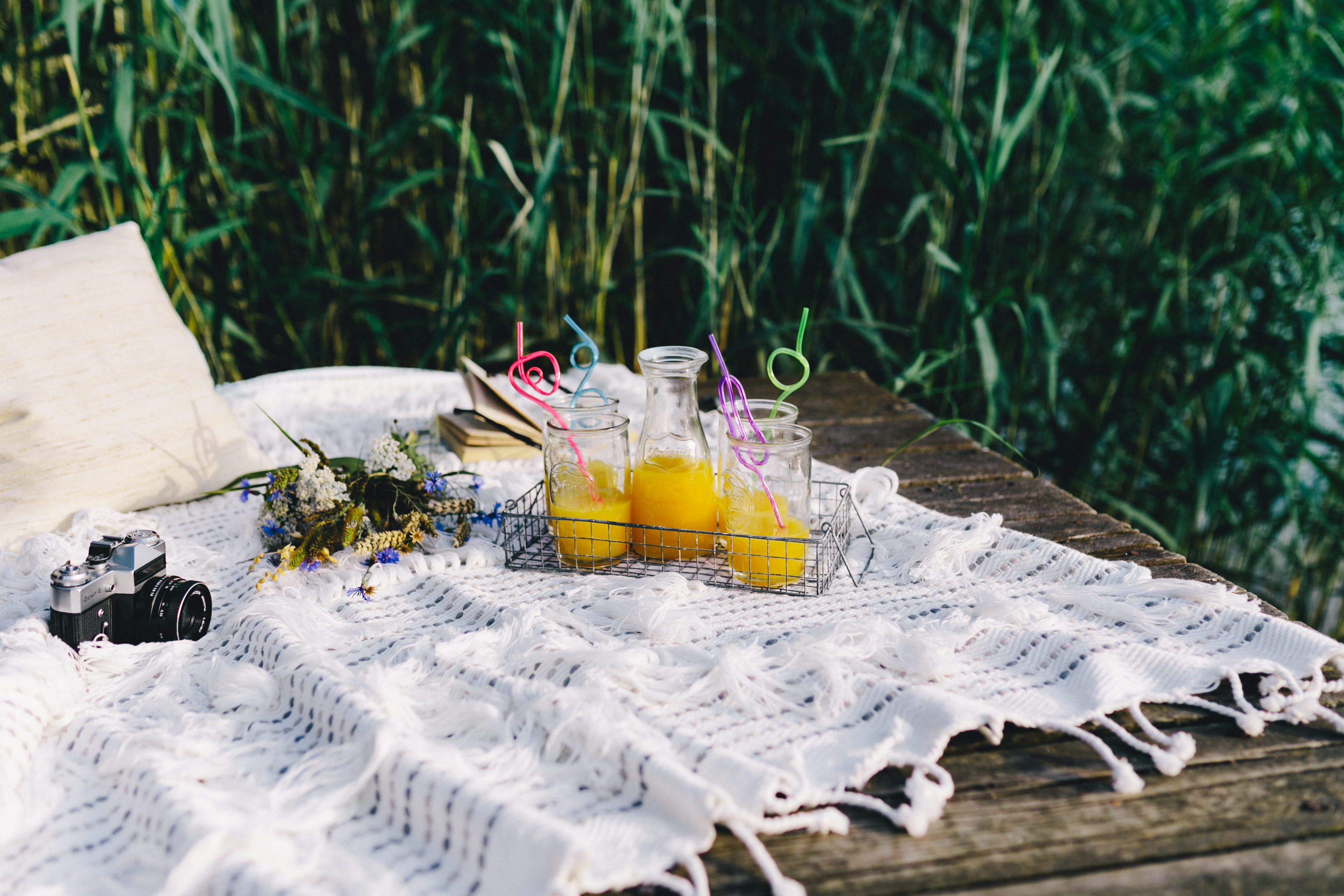 outdoors, eating, morning, drink, nature, table, resting, tablecloth, pier, blanket, land, vacations, freshness, food and drink, container, food, bottle, HD Wallpaper