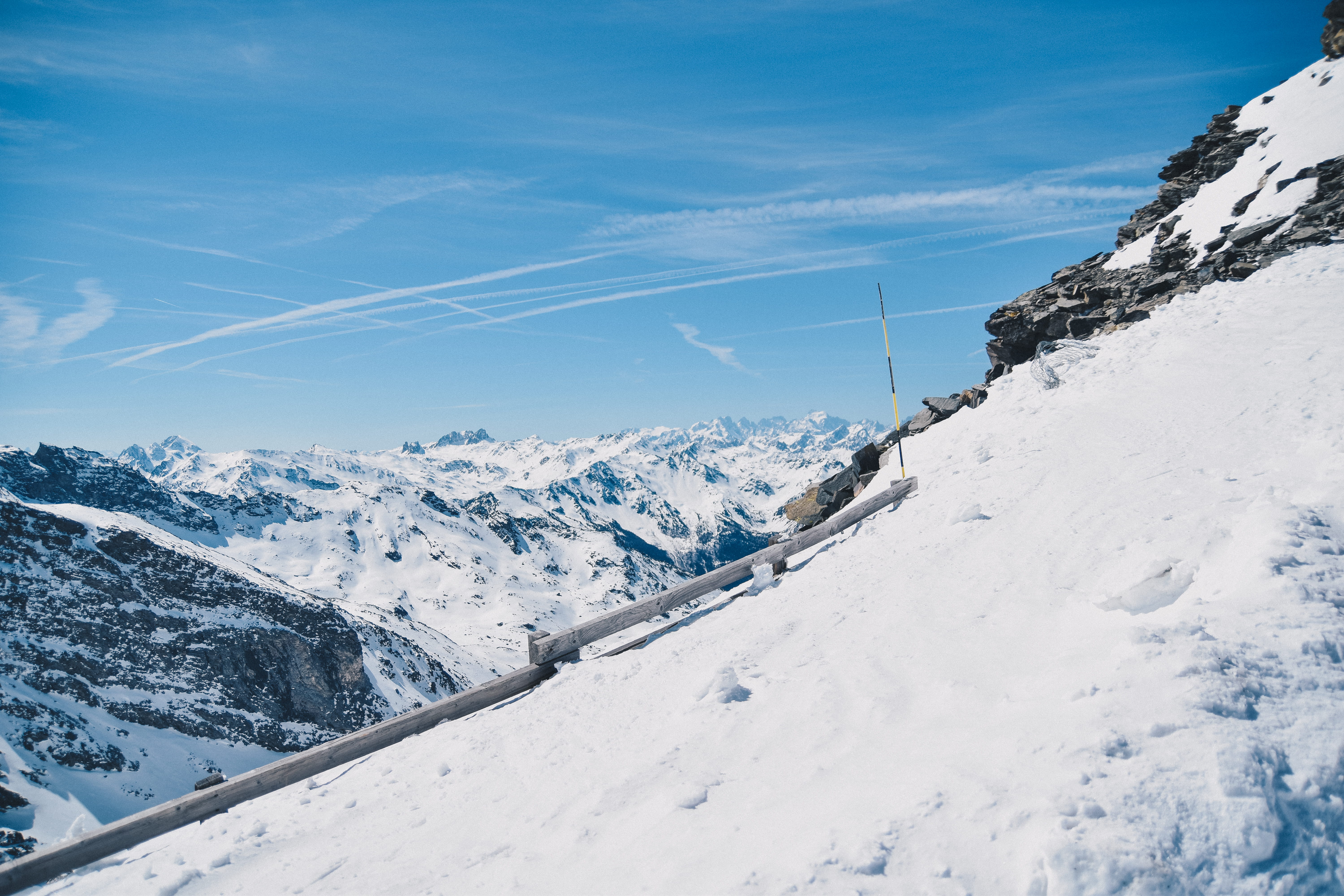 5K, tranquil scene, white color, no people, mountain, alps, ski, val thorens, cable car, day, snow, winter, beauty in nature, cloud - sky, tranquility, HD Wallpaper