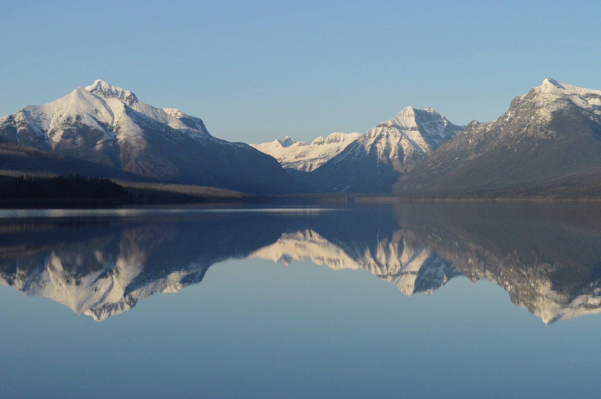 ice, skyline, beauty in nature, cold temperature, volcano, lake mcdonald, Montana, winter, landscape, no people, mountain, reflection lake, garden wall, HD Wallpaper