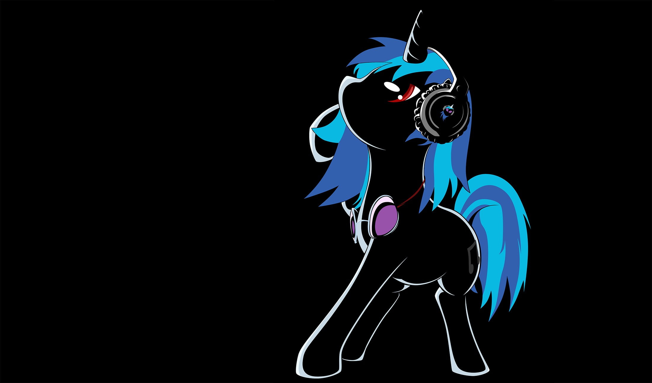 night, nature, art and craft, one person, illuminated, representation, My Little Pony, creativity, music, indoors, Vinyl Scratch, blue, simple, copy space, HD Wallpaper