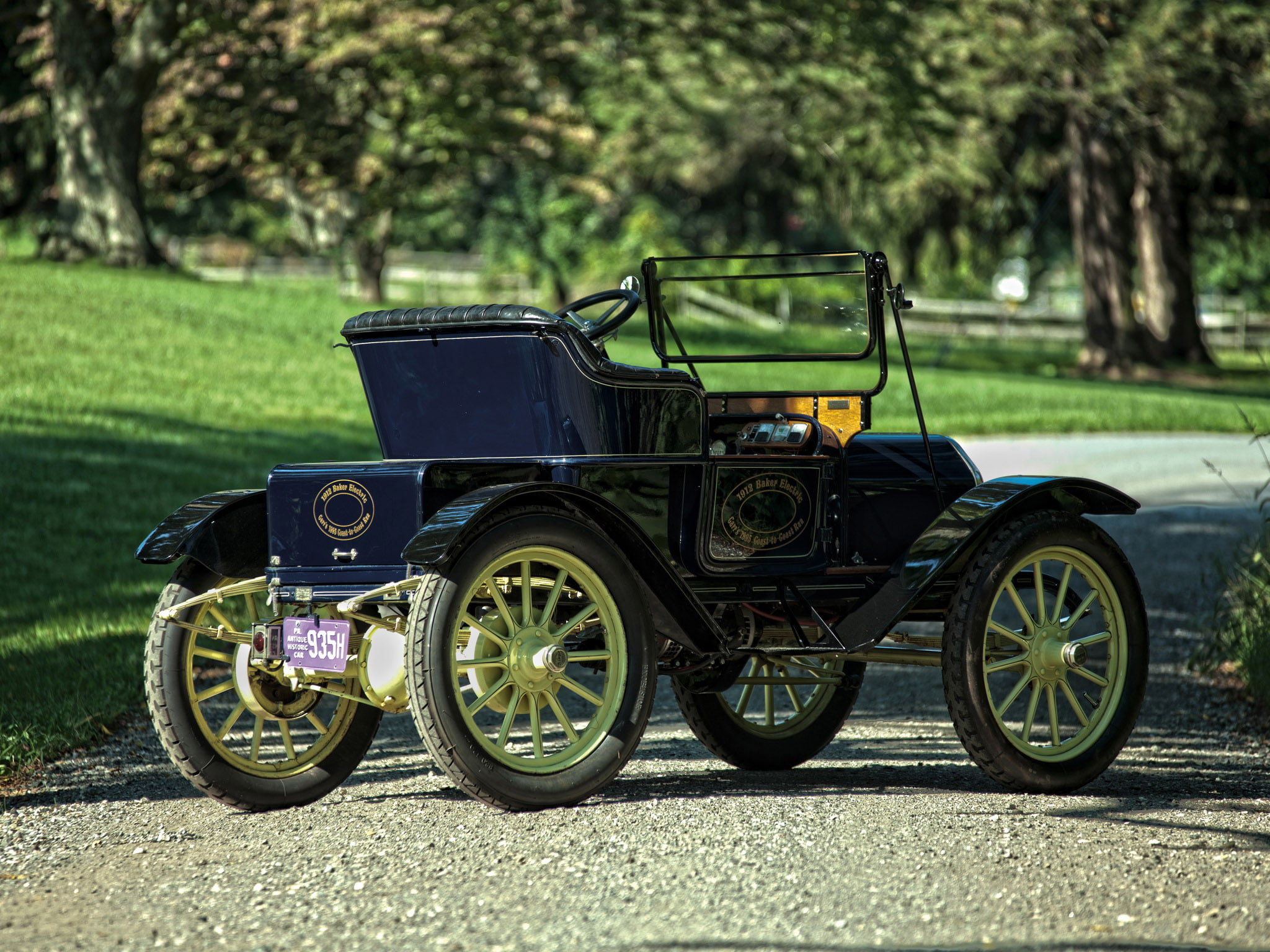 retro, model w, runabout, 1912, electric, 1080P, baker, HD Wallpaper