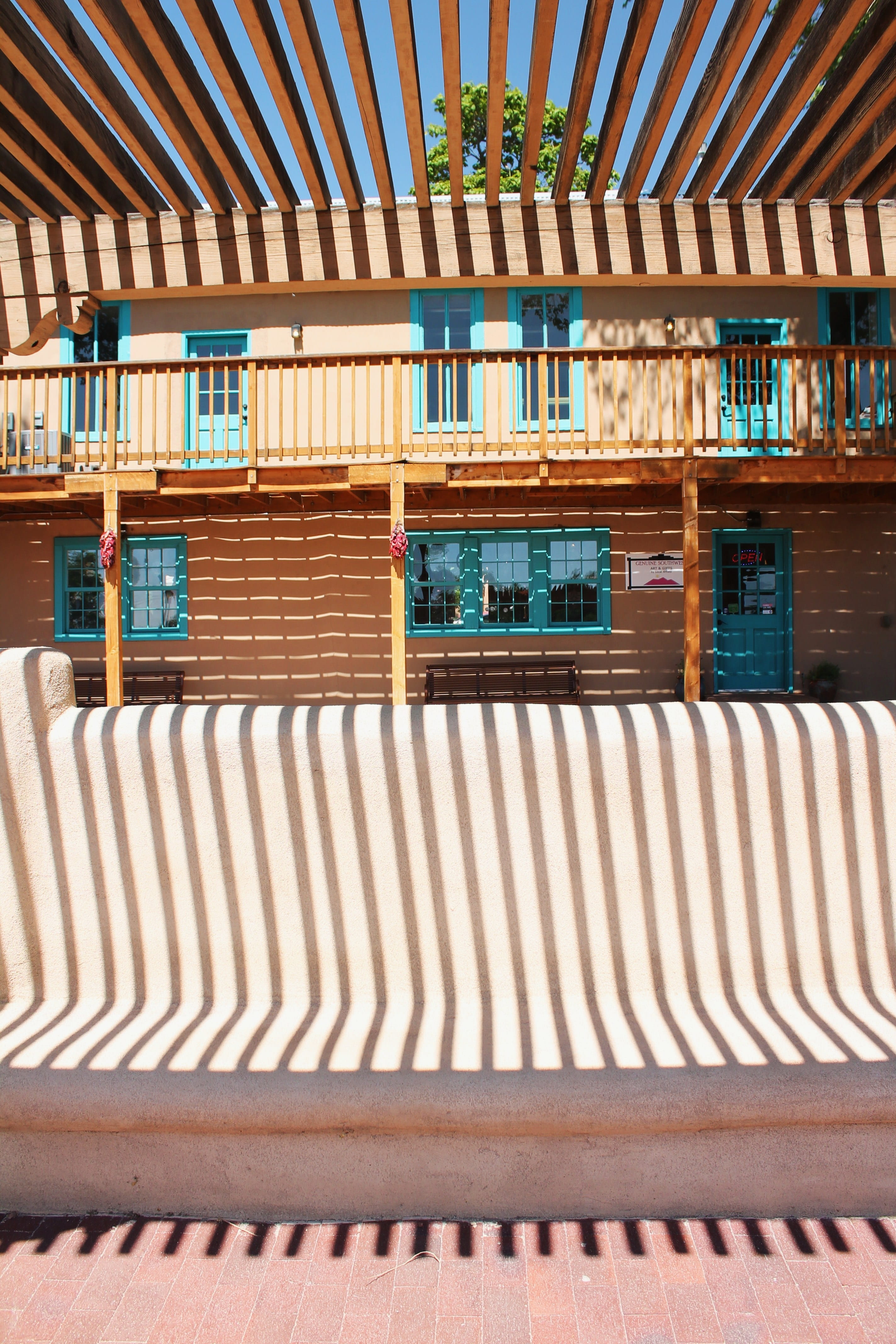 container, historic, style, building exterior, spanish, architecture, in a row, 4K, Albuquerque, built structure, destination, attraction, turquoise, adobe building, Phone HD Wallpaper