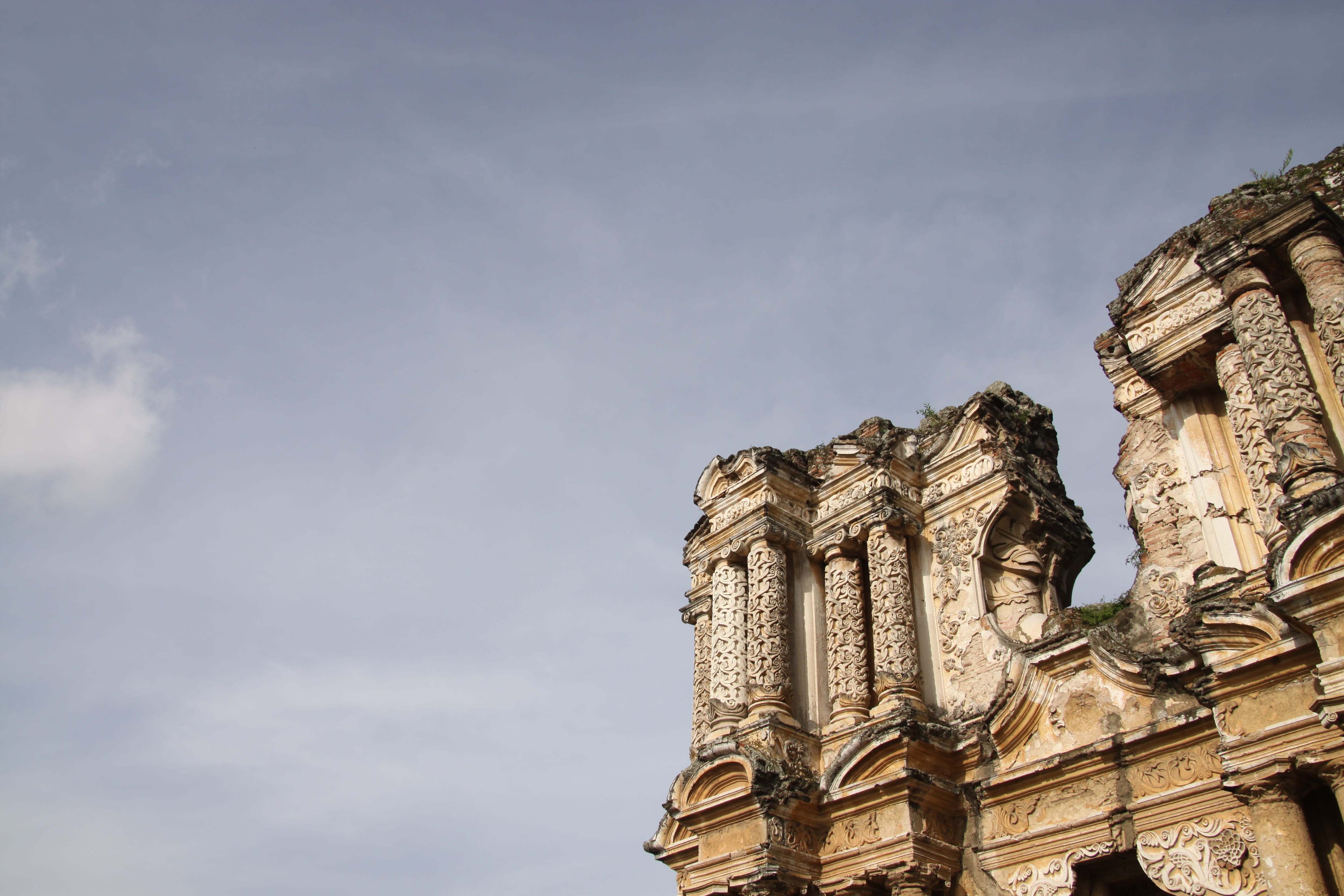outdoors, belief, built structure, antigua, no people, facade, spirituality, sky, the past, religion, building, city, building exterior, nature, day, guatemala, HD Wallpaper