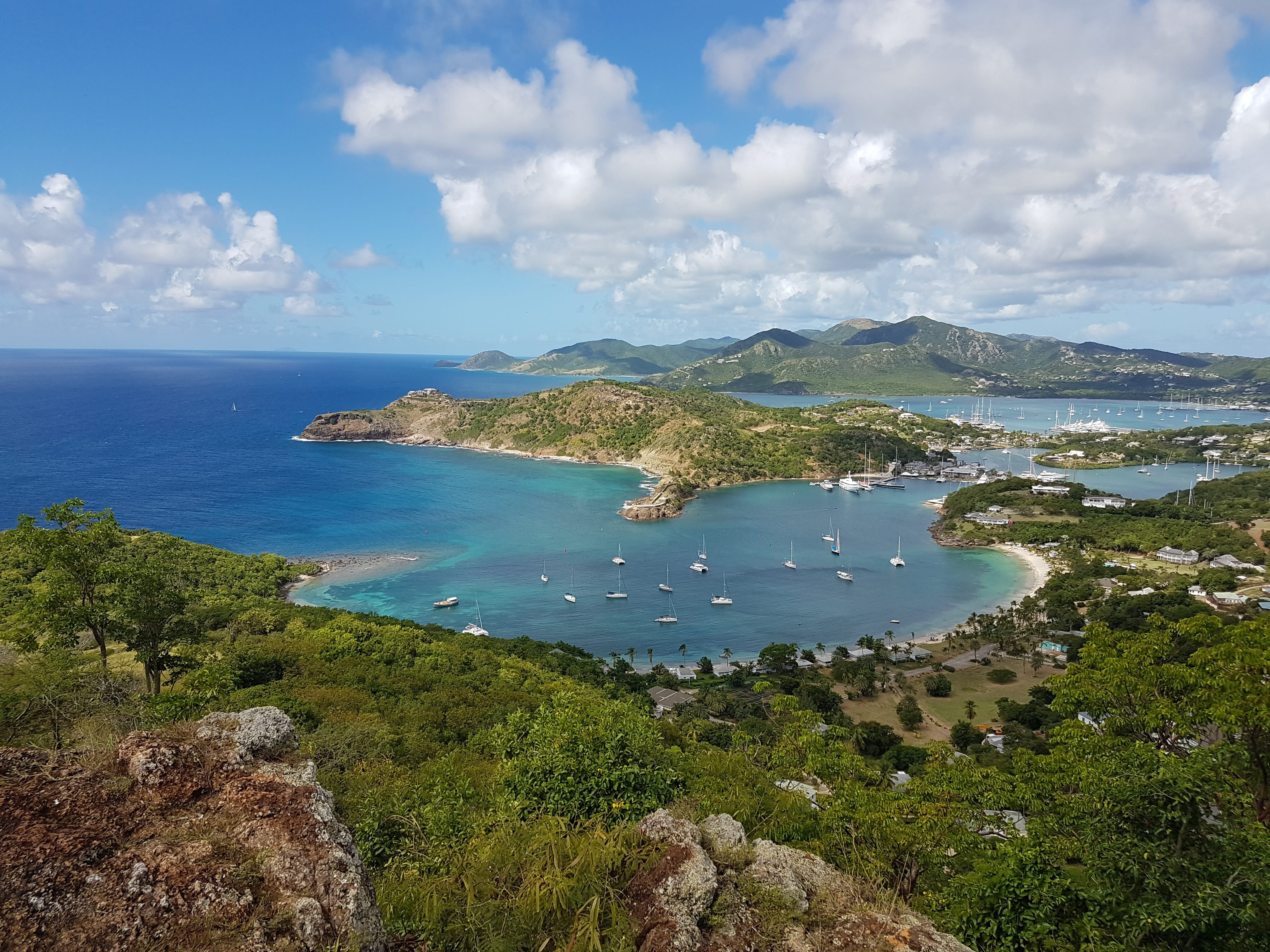 view, sea, waters, horizon, no people, plant, antigua, nature, horizon over water, beach, tranquil scene, high angle view, beauty in nature, tranquility, HD Wallpaper