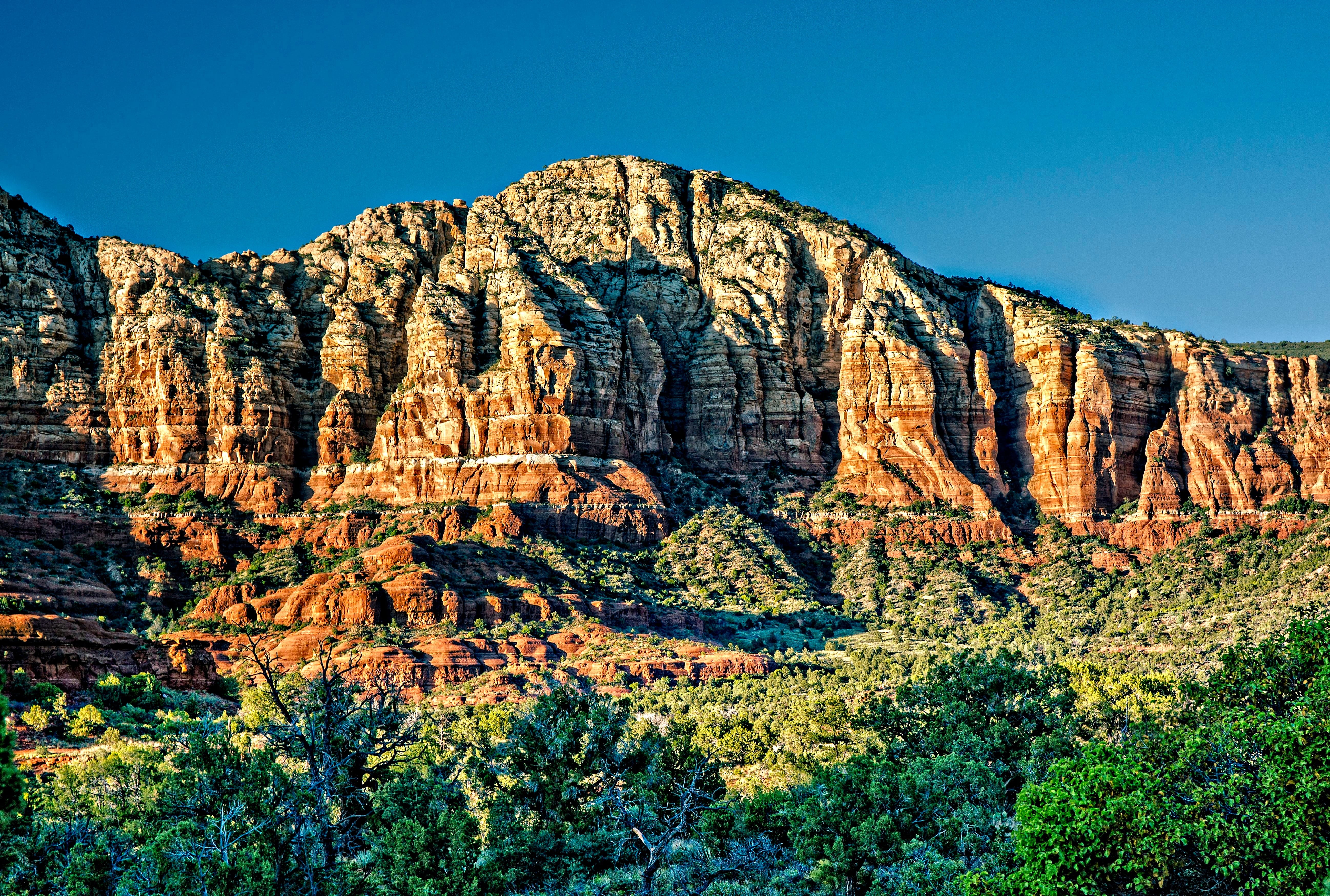 southwestern, travel destinations, beauty in nature, sandstone, scenics, land, rock - object, canyon, sunset, southwest, blue, rock formation, sedona, natural, HD Wallpaper