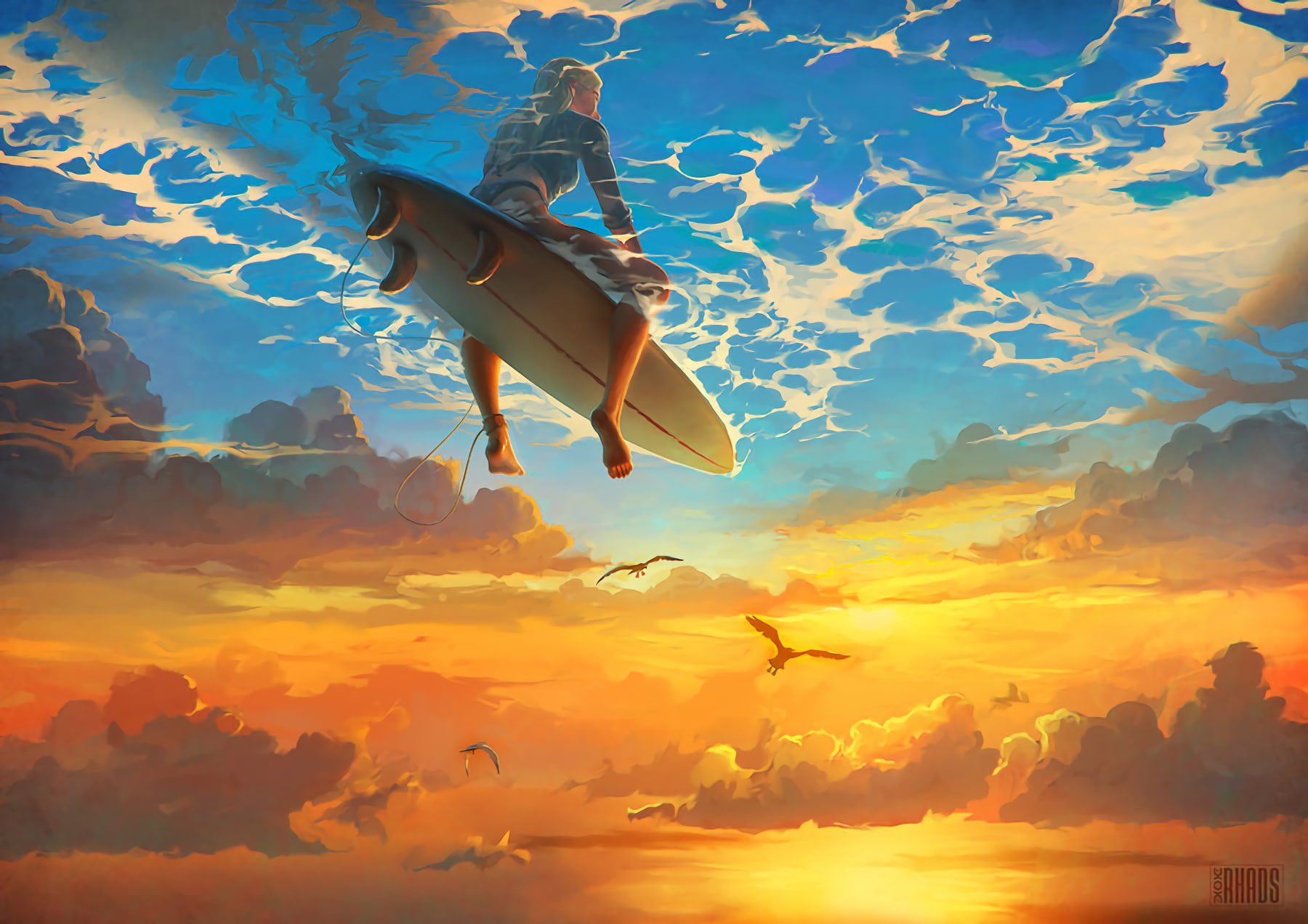 artwork, surfboards, surfing, fantasy art, 720P, HD Wallpaper
