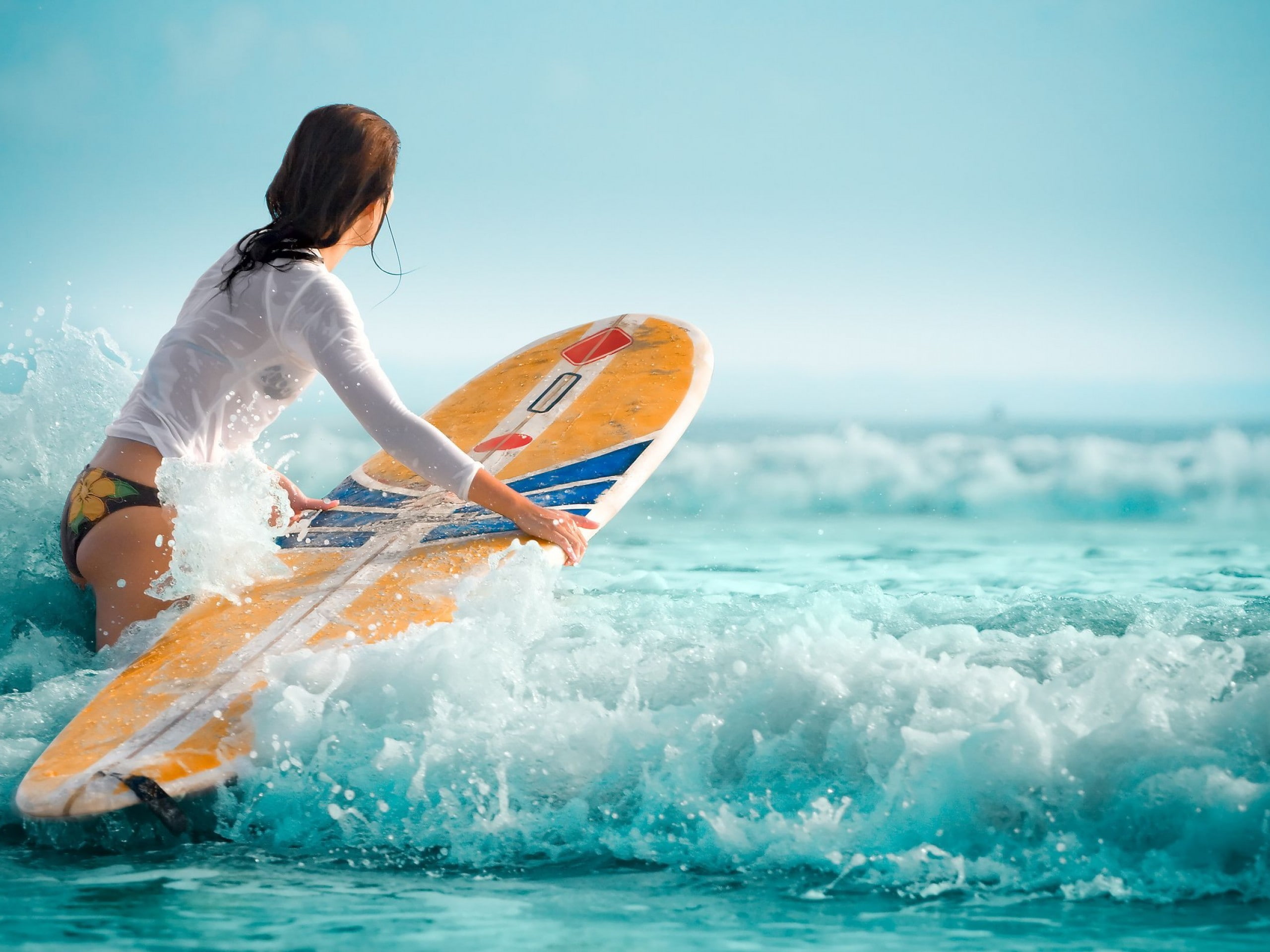 2K, Beach, Girl, Surfboard, HD Wallpaper